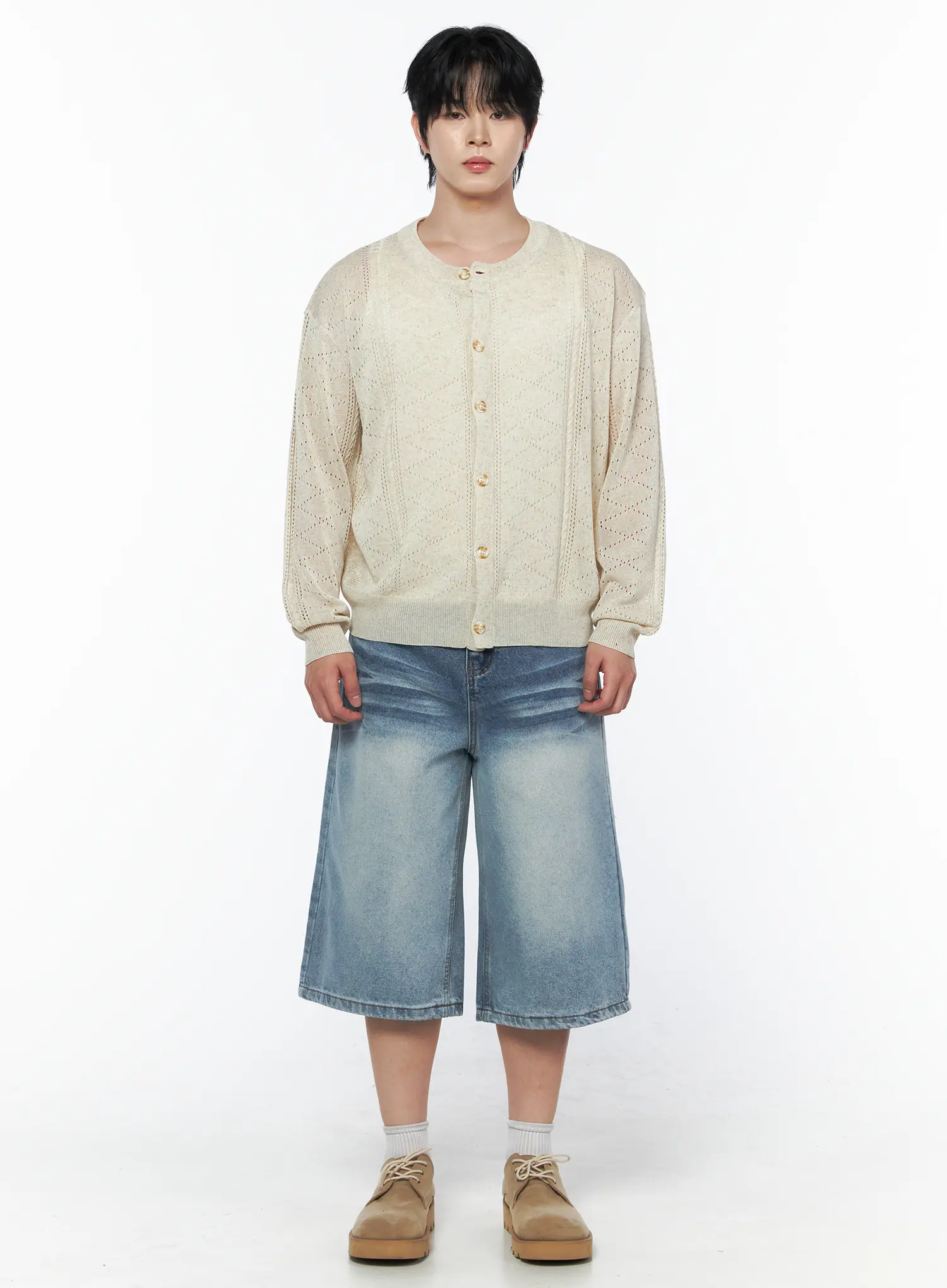 Men's Knit Button-Up Cardigan IU523 - Image 4
