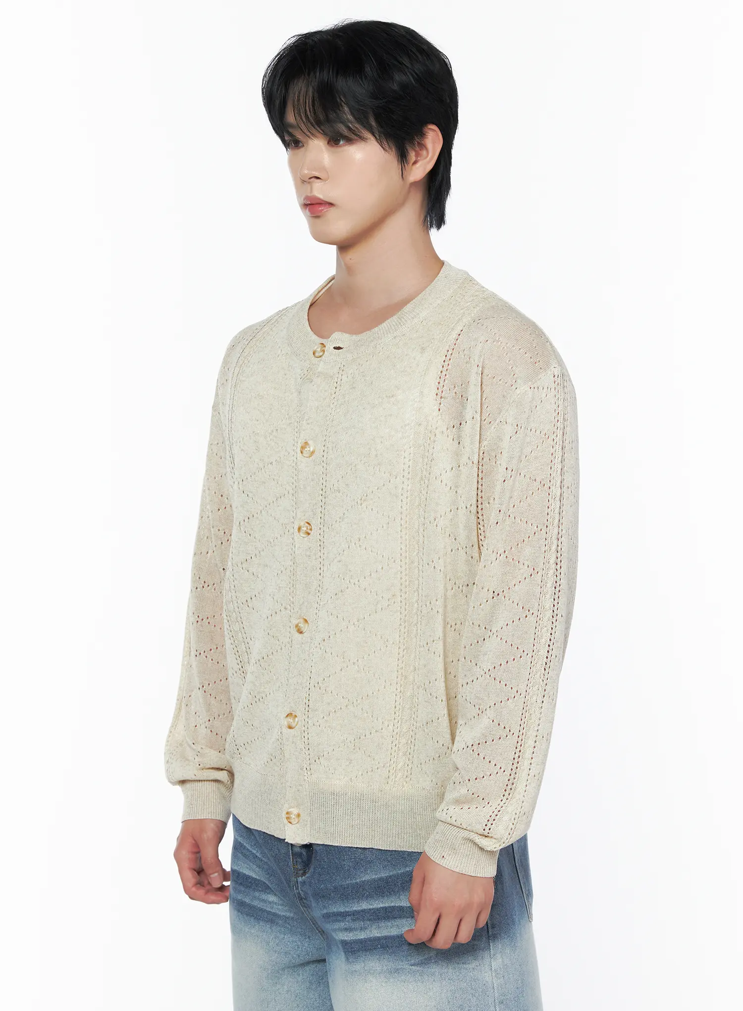 Men's Knit Button-Up Cardigan IU523 - Image 5