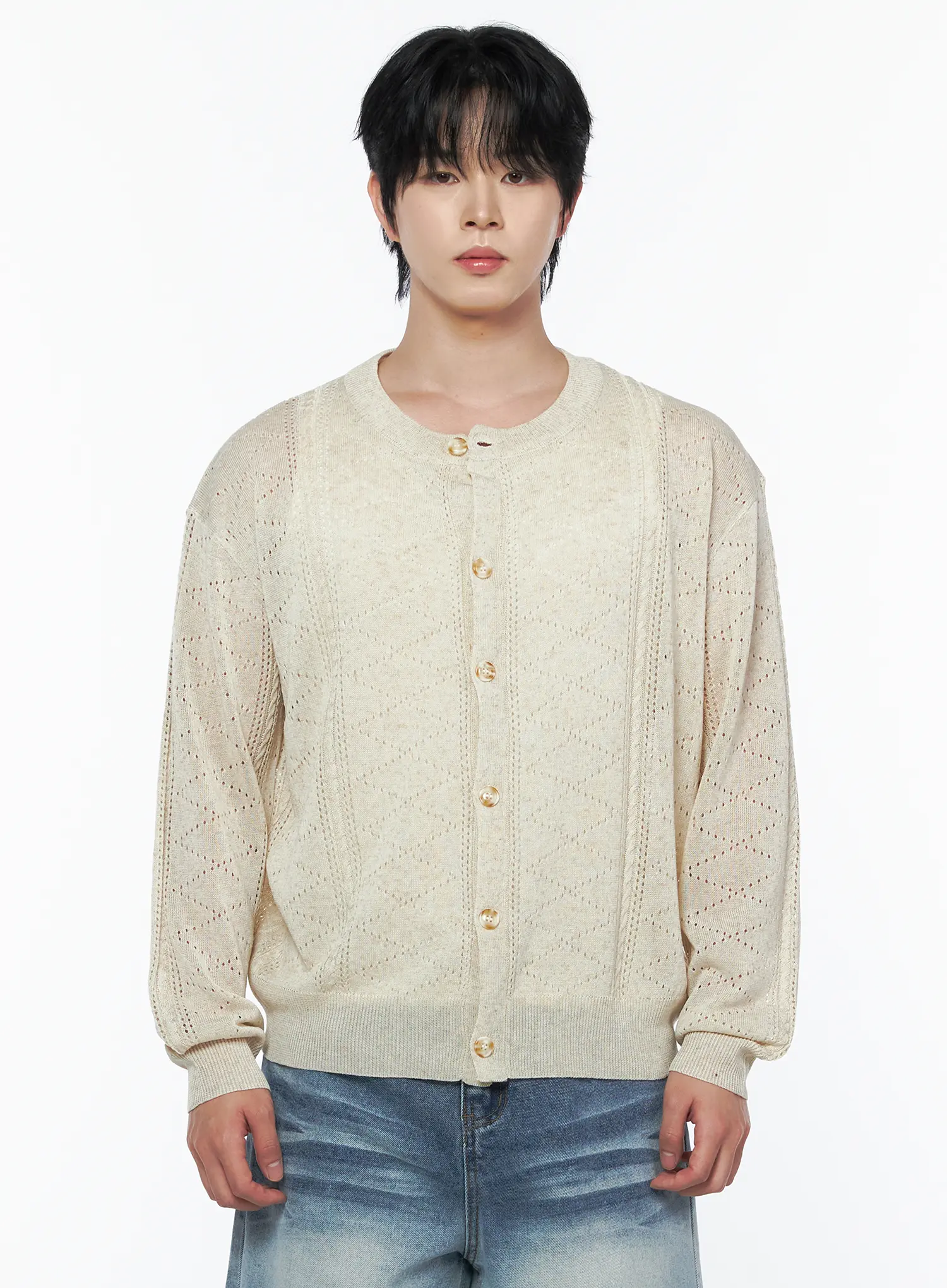Men's Knit Button-Up Cardigan IU523 - Image 8