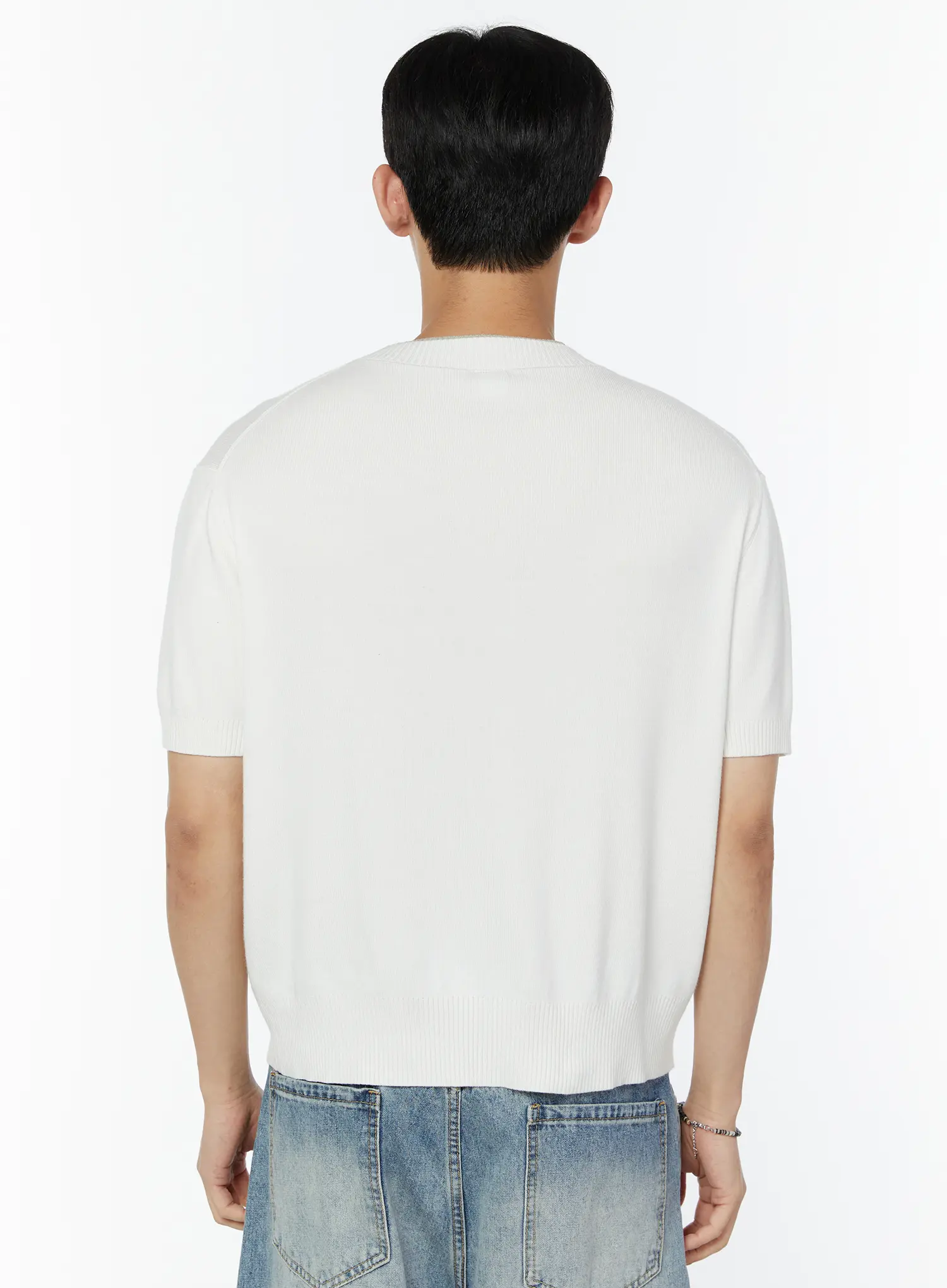 Men's Layered Henley Neck Short Sleeve Knit IU504 - Image 5