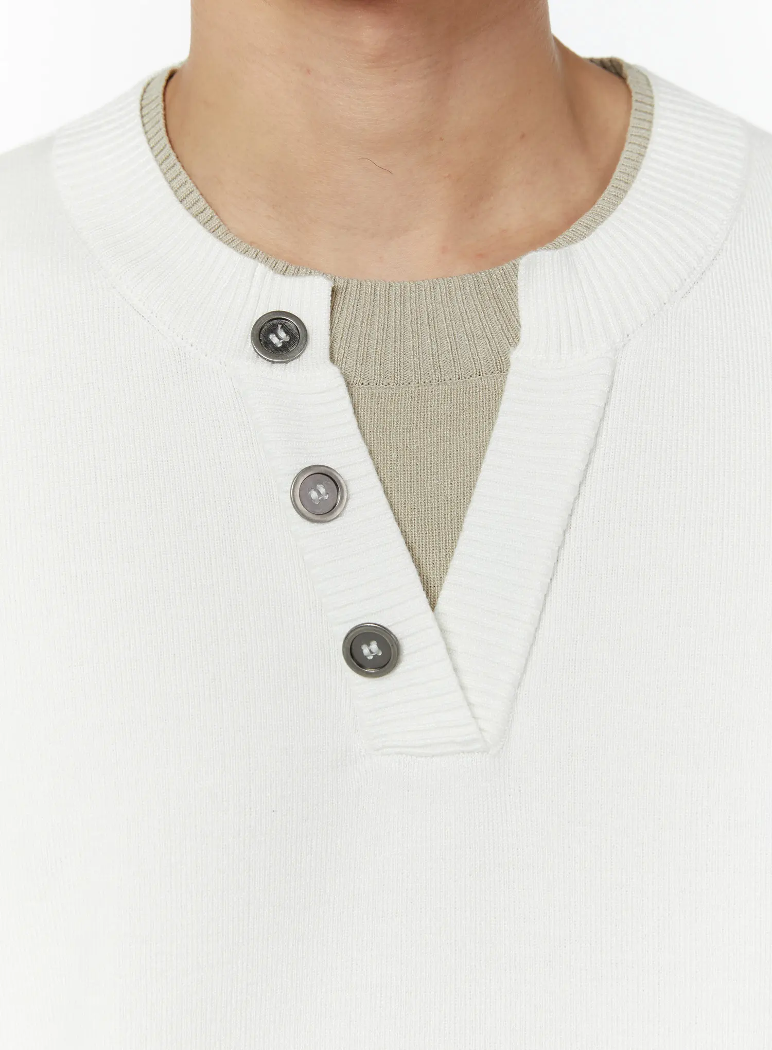 Men's Layered Henley Neck Short Sleeve Knit IU504 - Image 9