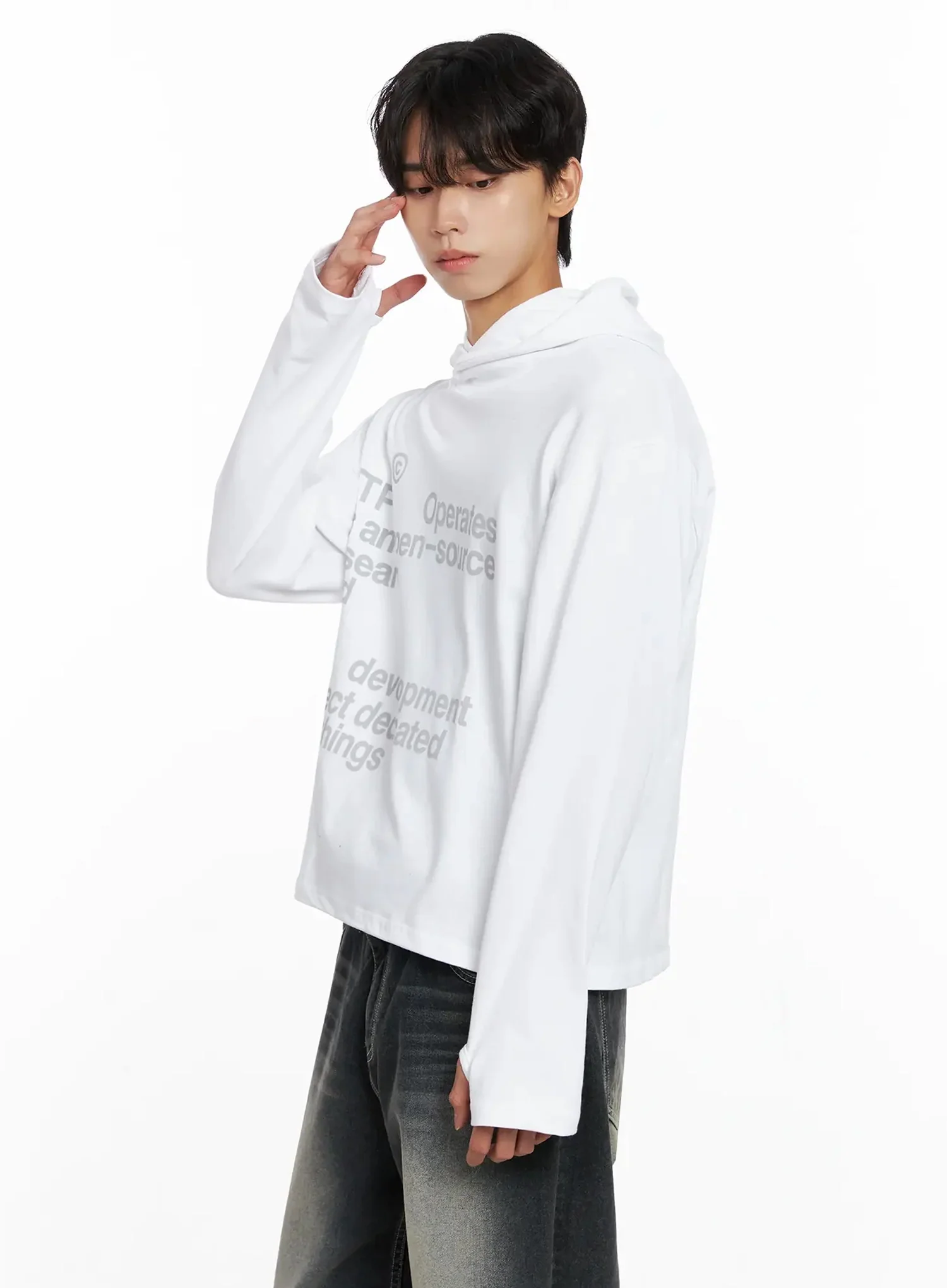 Men's Lettering Hand Warmer Hoodie IO517 - Image 10