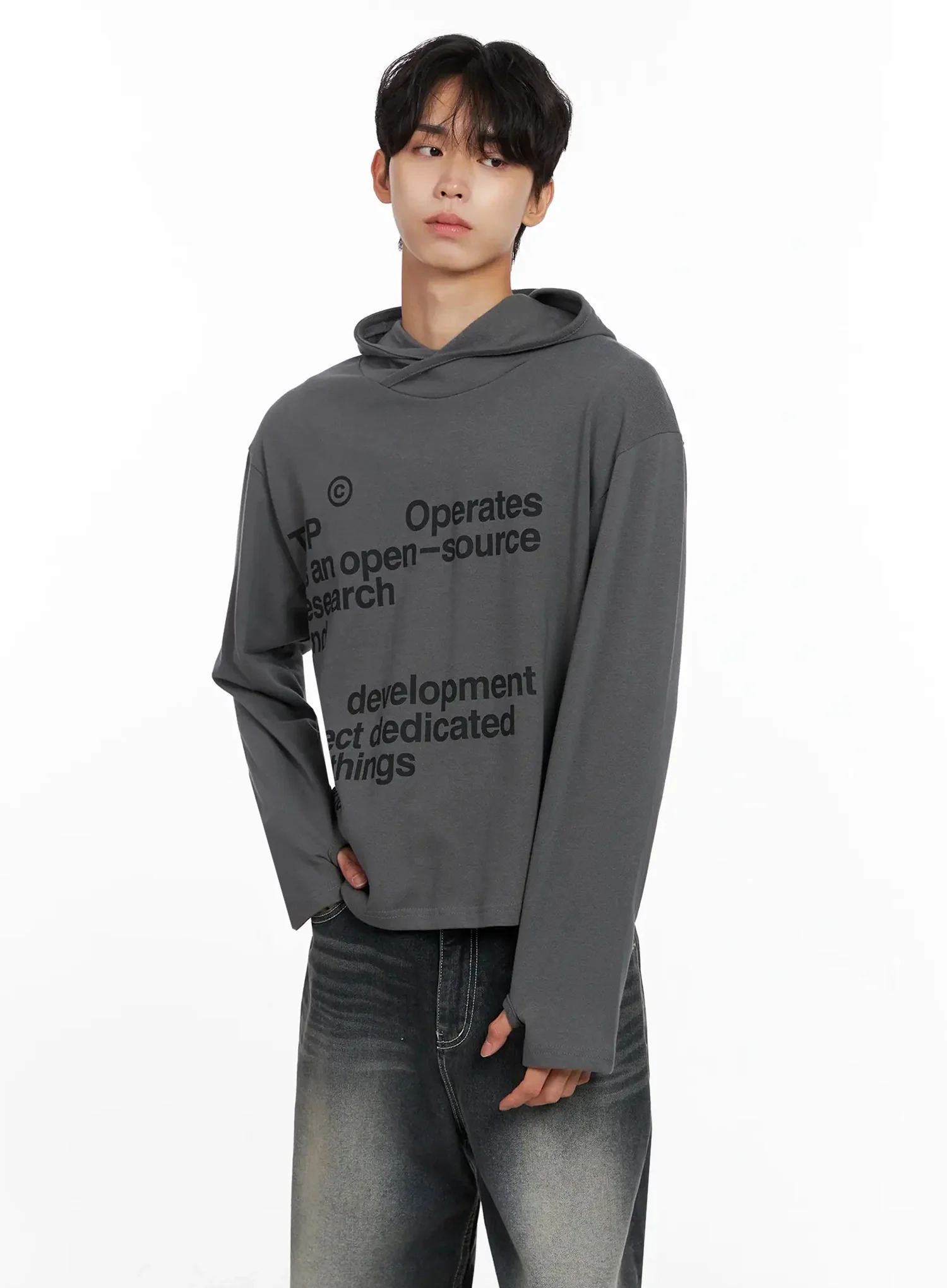 Men's Lettering Hand Warmer Hoodie IO517 - Image 12