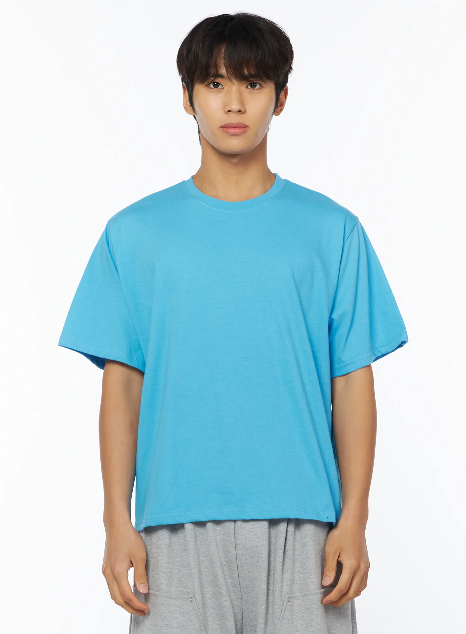 Men's Light Blue Basic T-Shirt IU503 - Image 2