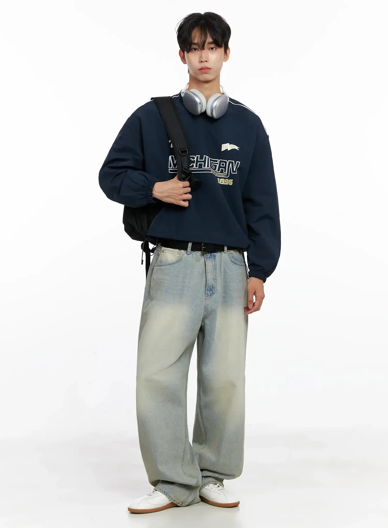 Men's Light Fade Wide-Leg Jeans IO516 - Image 15