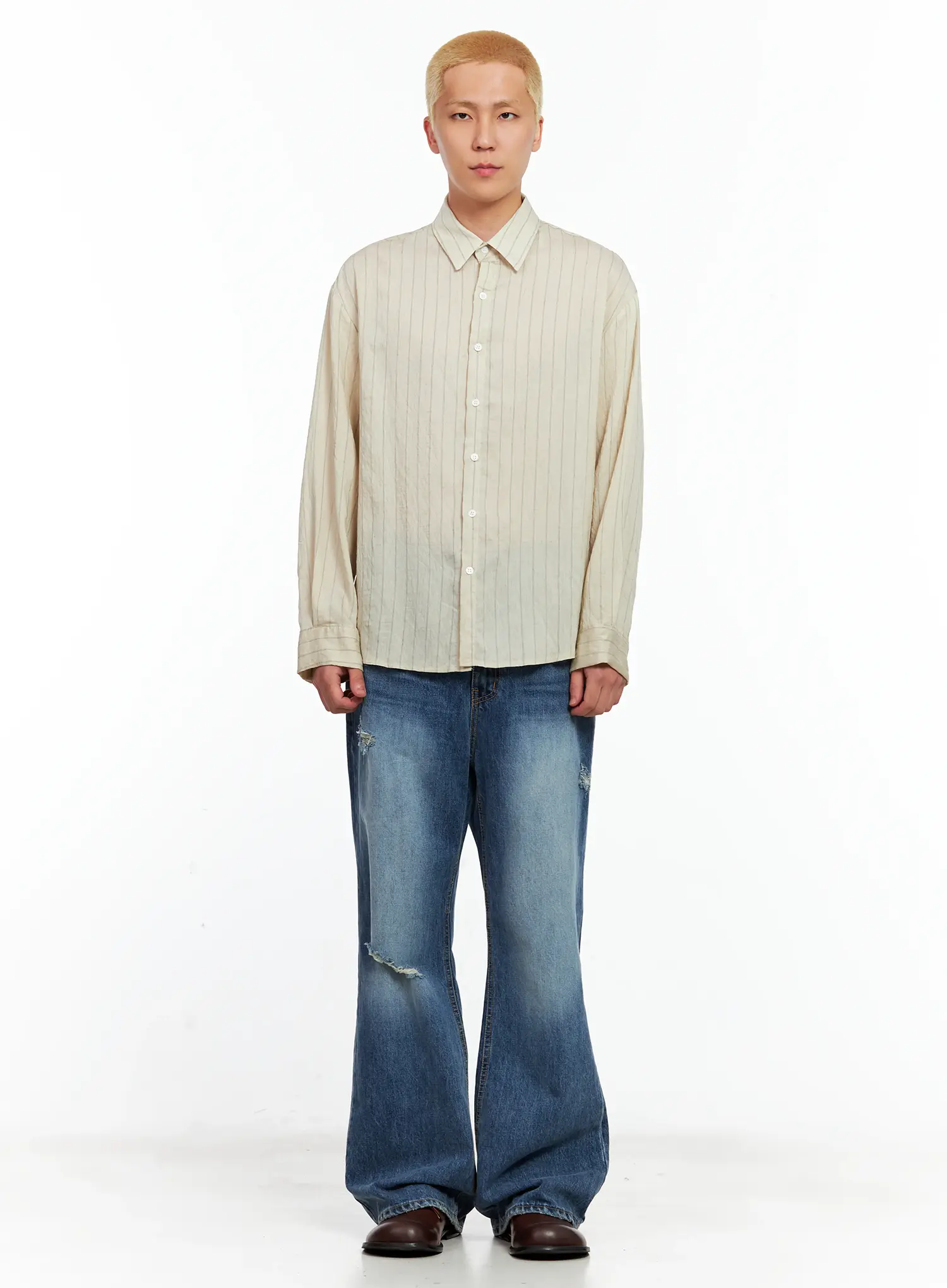 Men's Linen Button-Up Shirt IL514 - Image 3