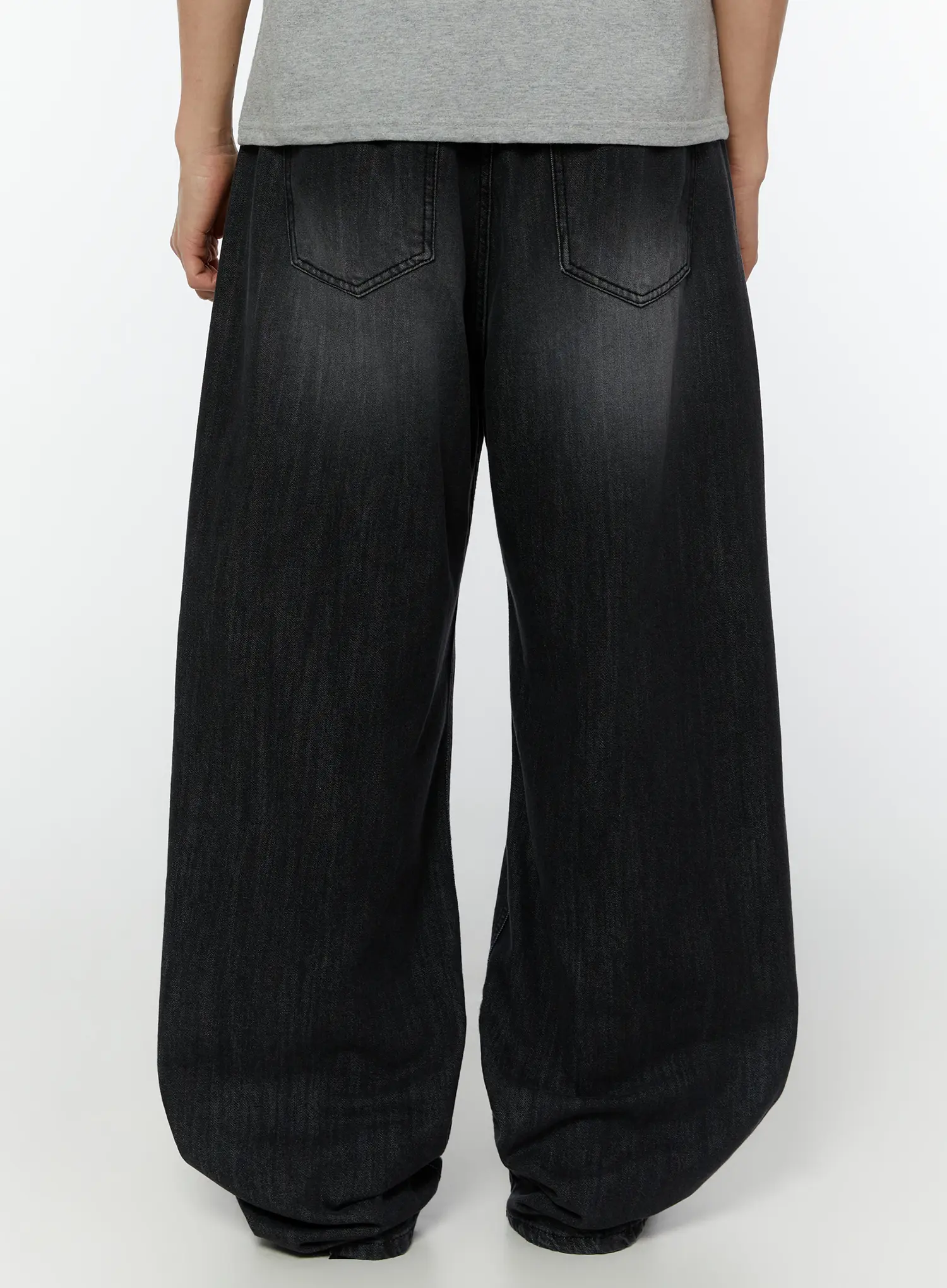 Men's Linen Wide Leg Jeans (Black) IU516 - Image 6