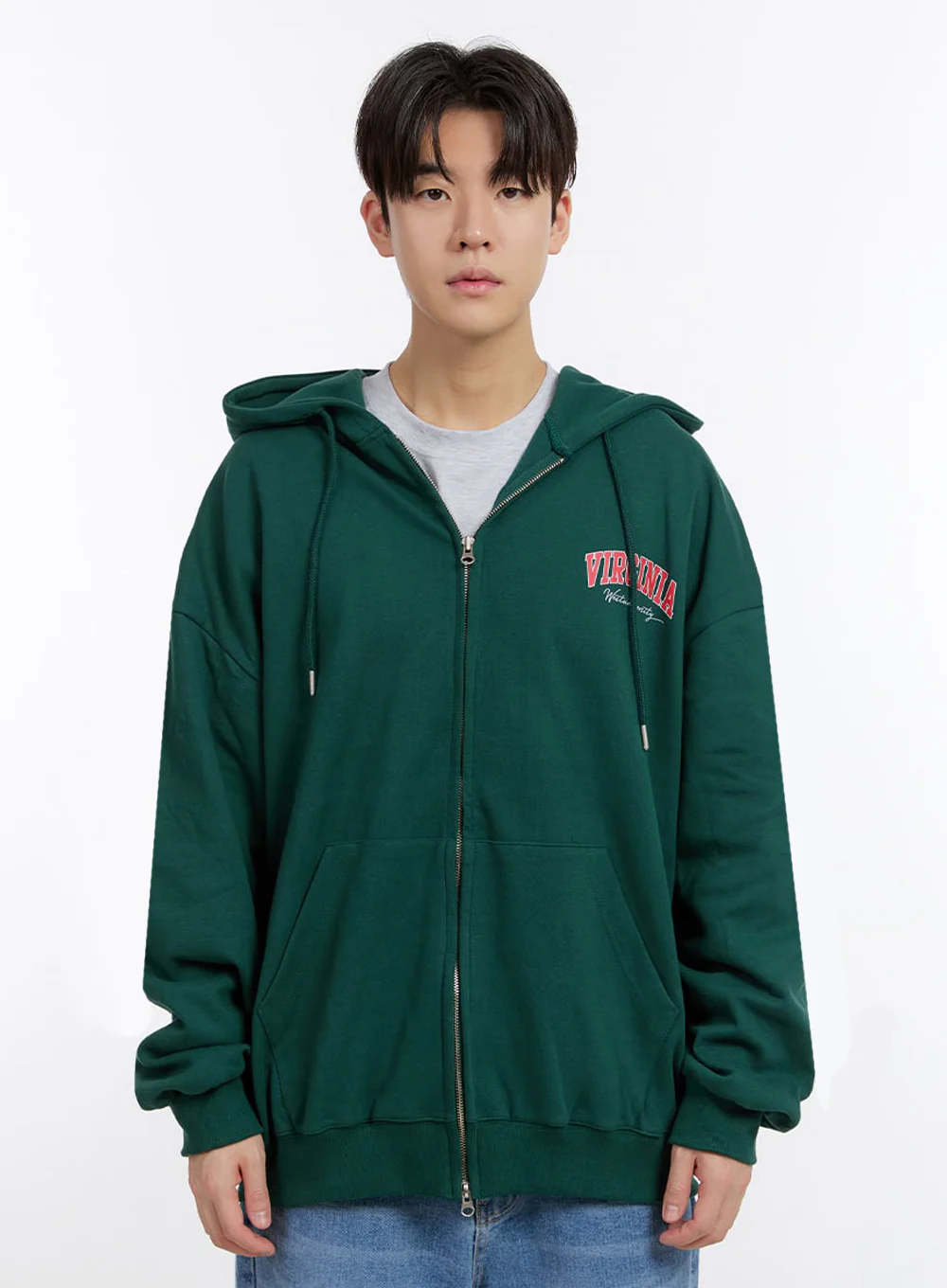 Men's Logo Zip-Up Hooded Jacket IM525 - Image 11