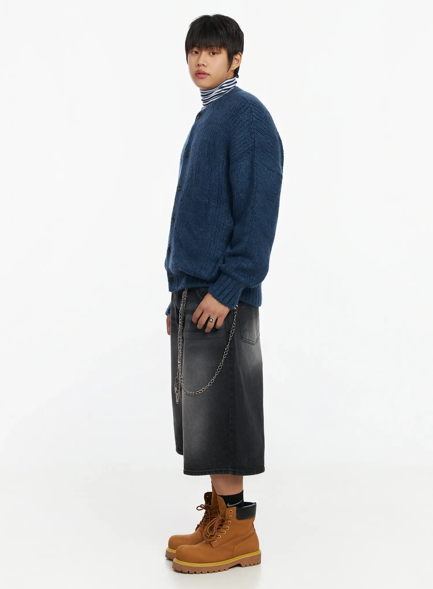 Men's Loose Fit Knit Cardigan IF503 - Image 7