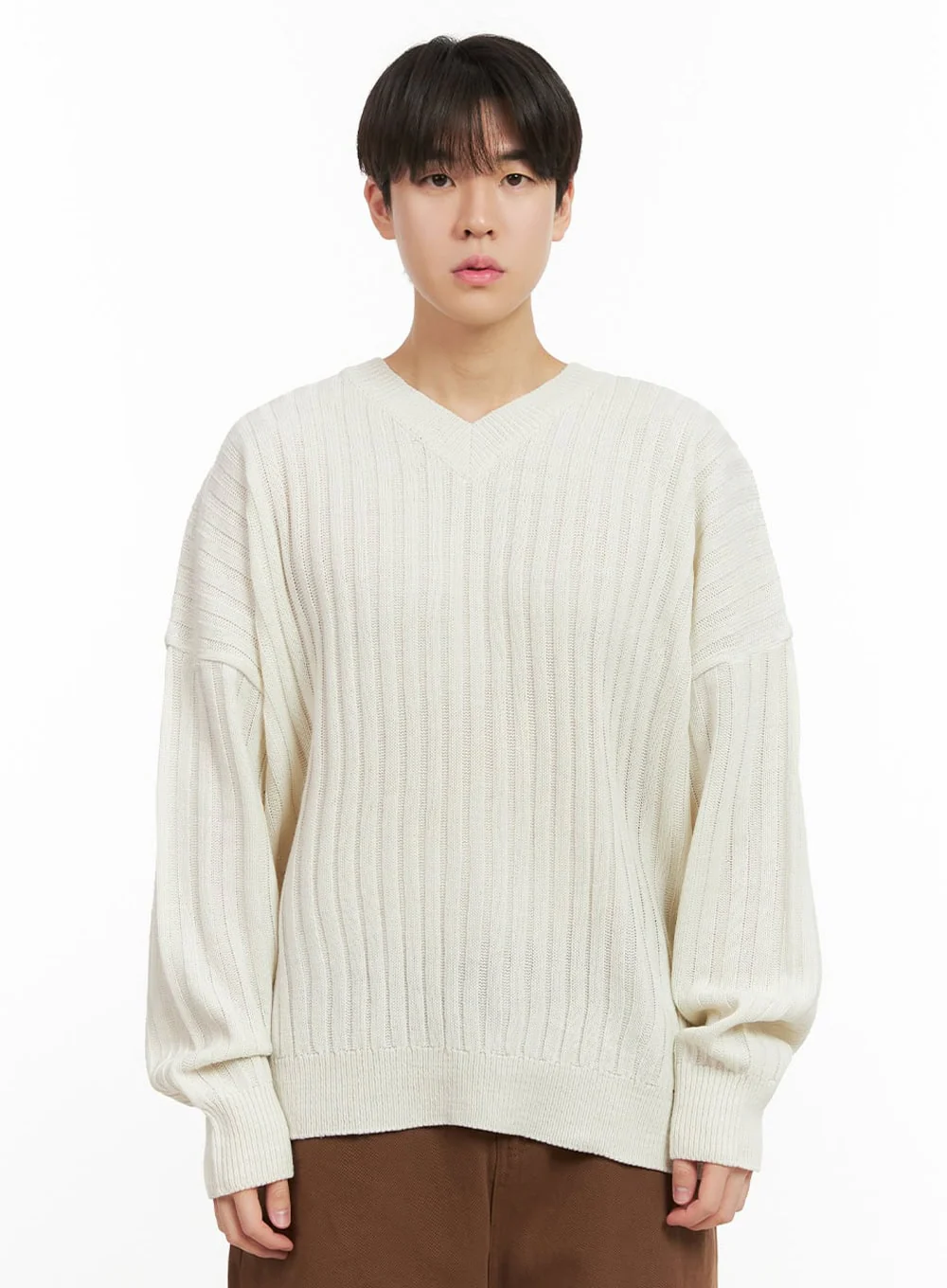 Men's Loose-Fit V-Neck Sweater IJ517 - Image 12