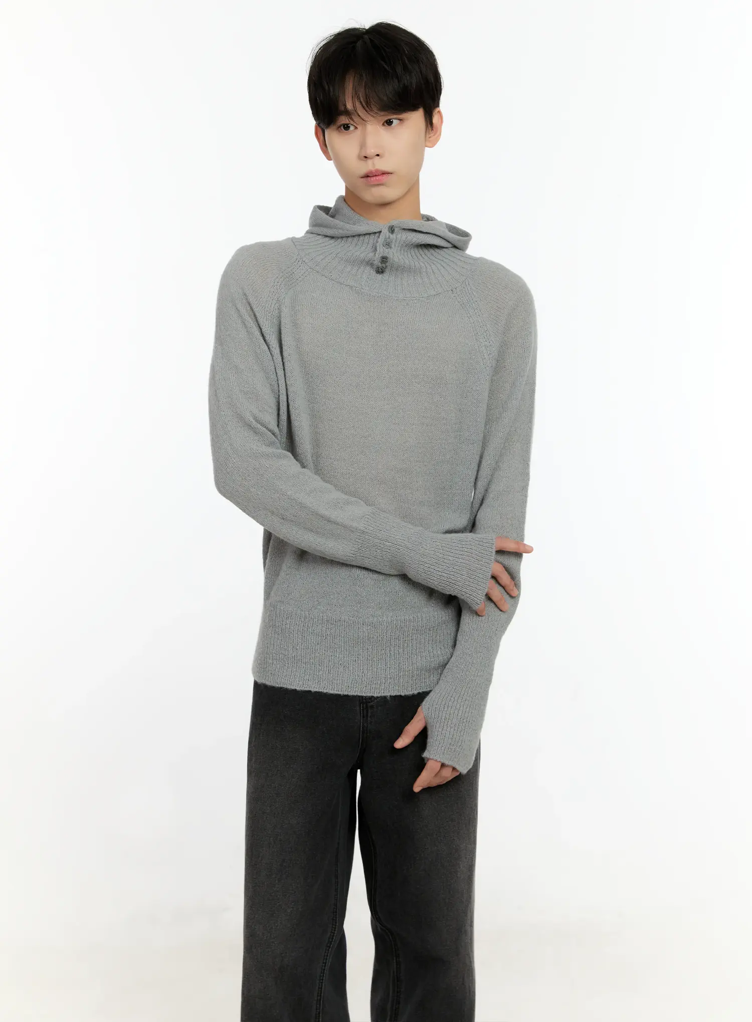 Men's Mohair Blend Balaclava Sweater IO531 - Image 6