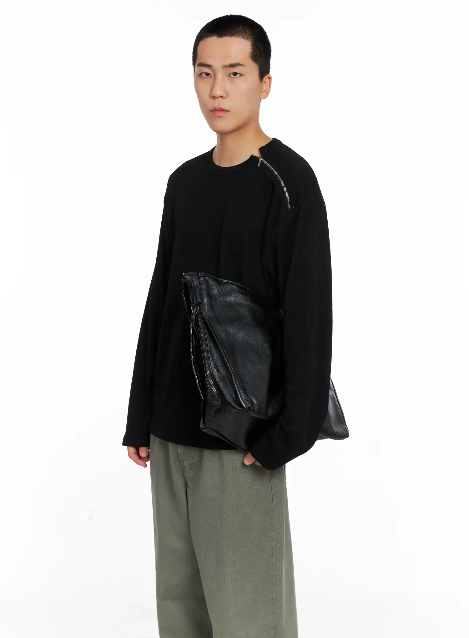 Men's One-Shoulder Zip Long Sleeve  IG529 - Image 9