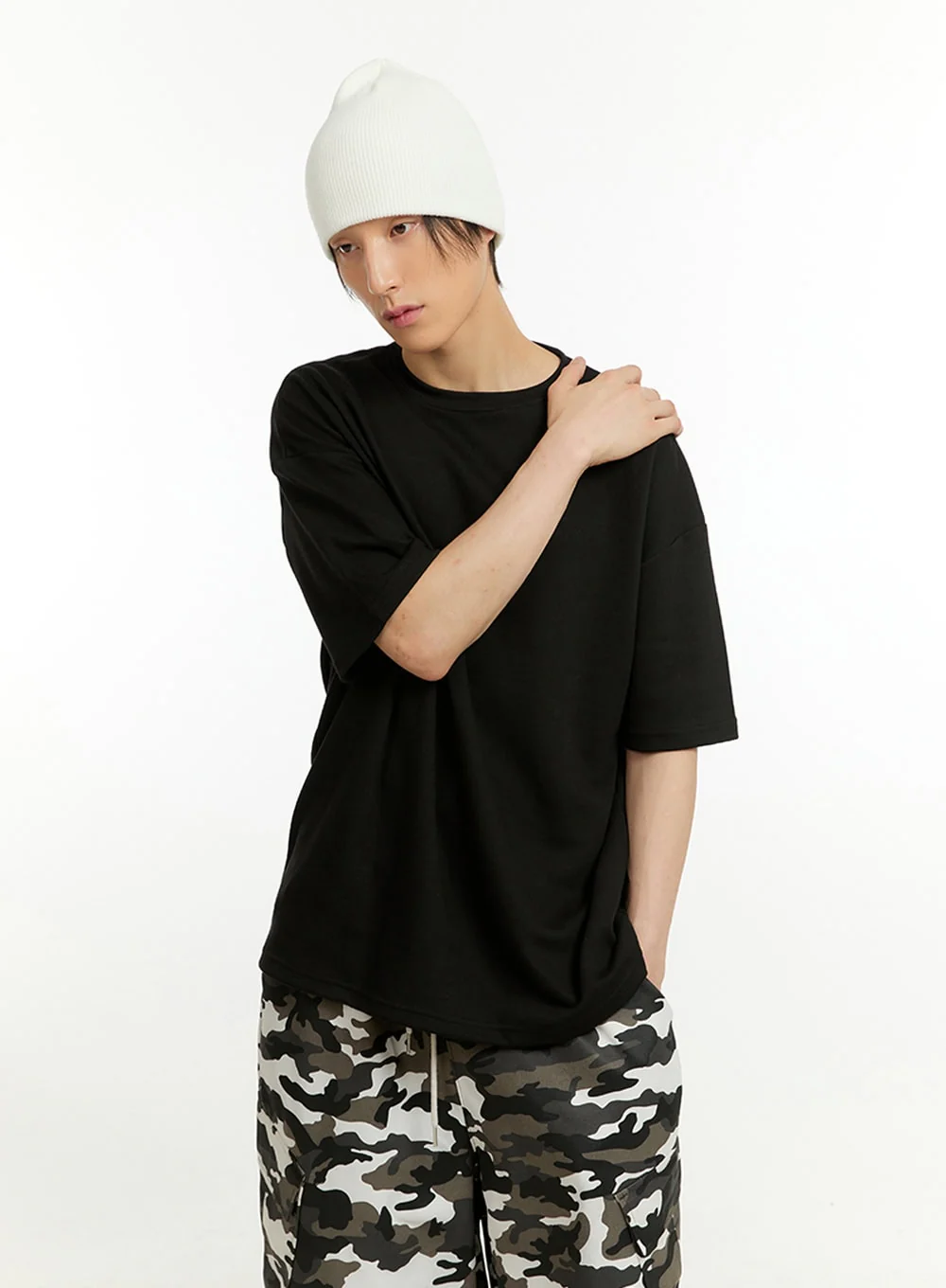 Men's Oversize Round Neck T-Shirt (Black) IL418 - Image 3