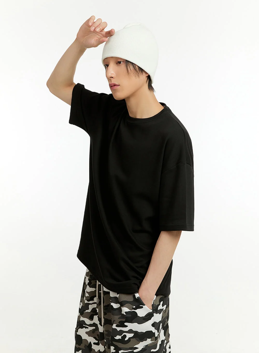 Men's Oversize Round Neck T-Shirt (Black) IL418 - Image 4