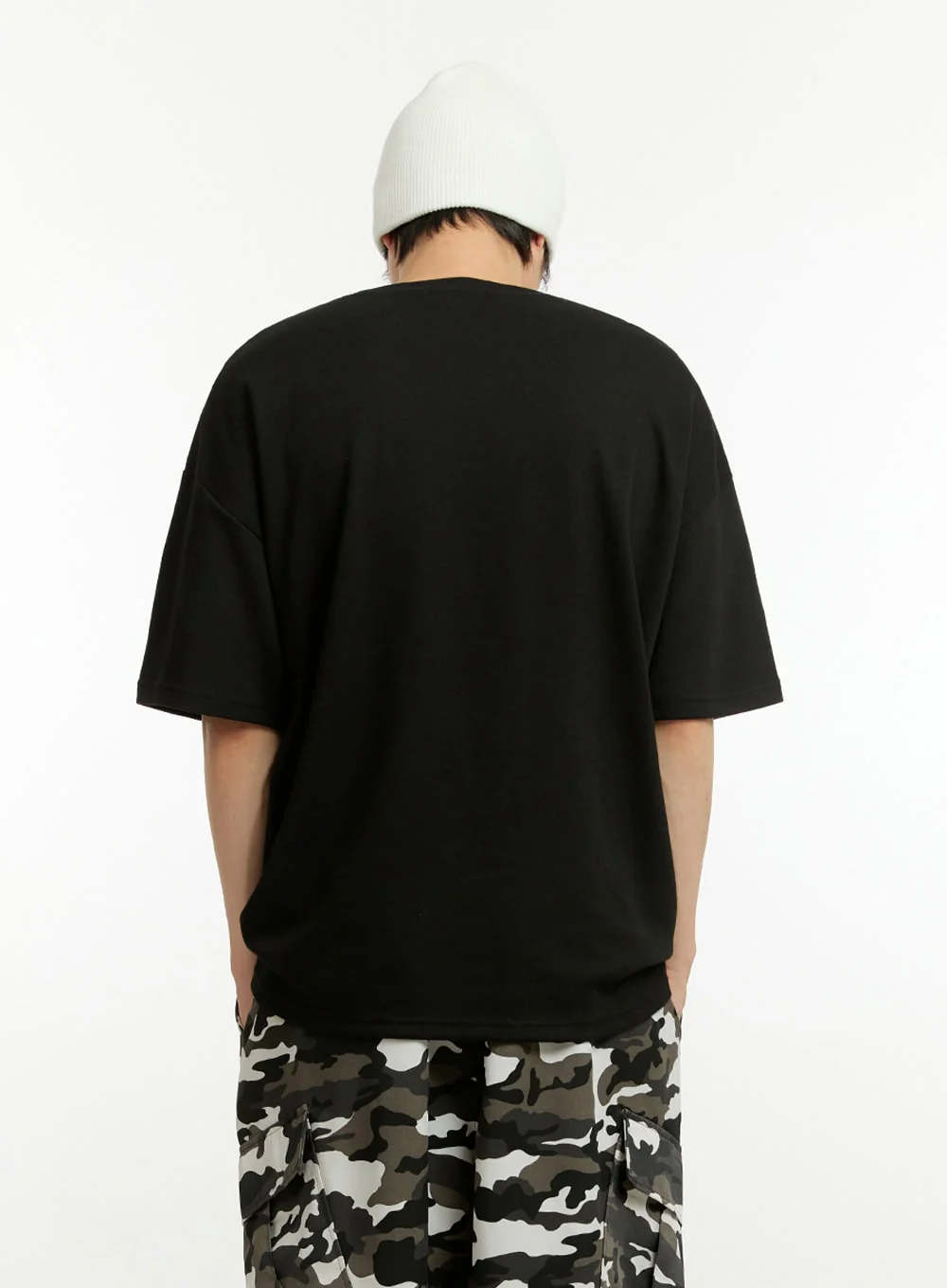 Men's Oversize Round Neck T-Shirt (Black) IL418 - Image 5