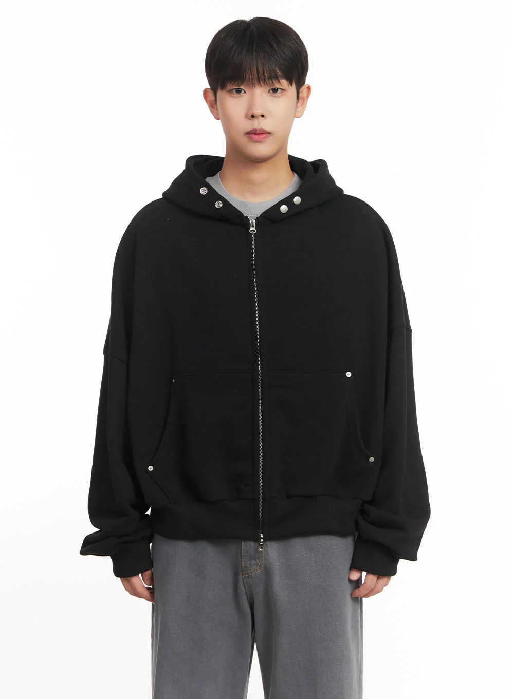 Men's Oversize Zip-Up Hooded Jacket IM527 - Image 14