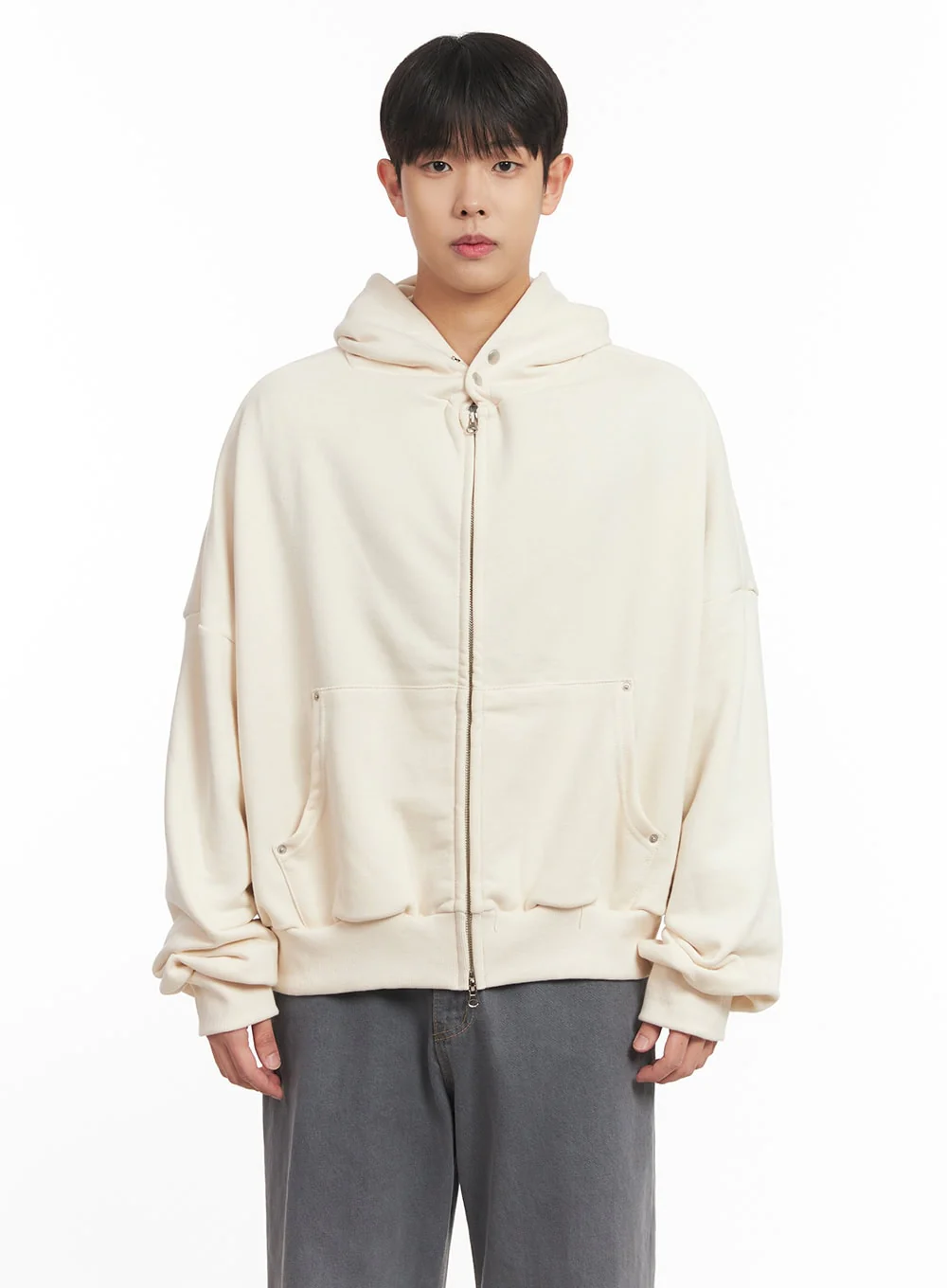 Men's Oversize Zip-Up Hooded Jacket IM527 - Image 16