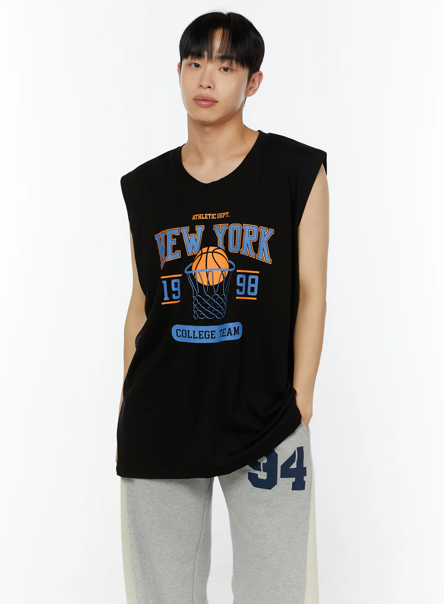 Men's Oversized Graphic Sleeveless Top IU518 - Image 2