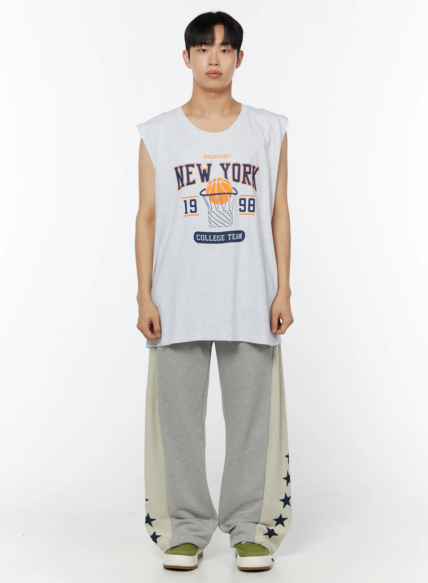 Men's Oversized Graphic Sleeveless Top IU518 - Image 3