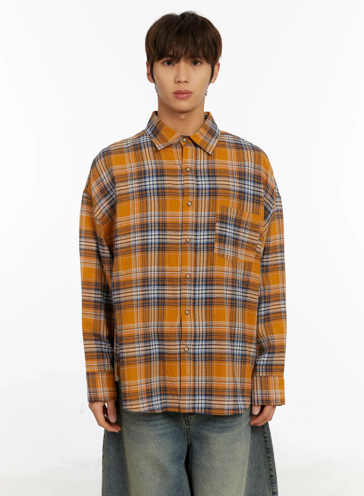 Men's Oversized Plaid Shirt ID524 - Image 13