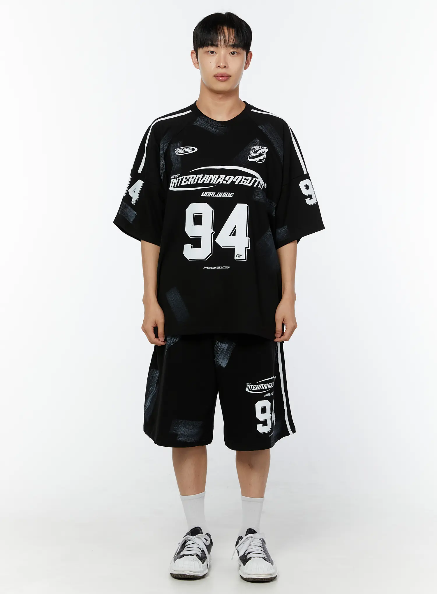 Men's Oversized Sports Graphic Shirt (Black) IU518 - Image 3