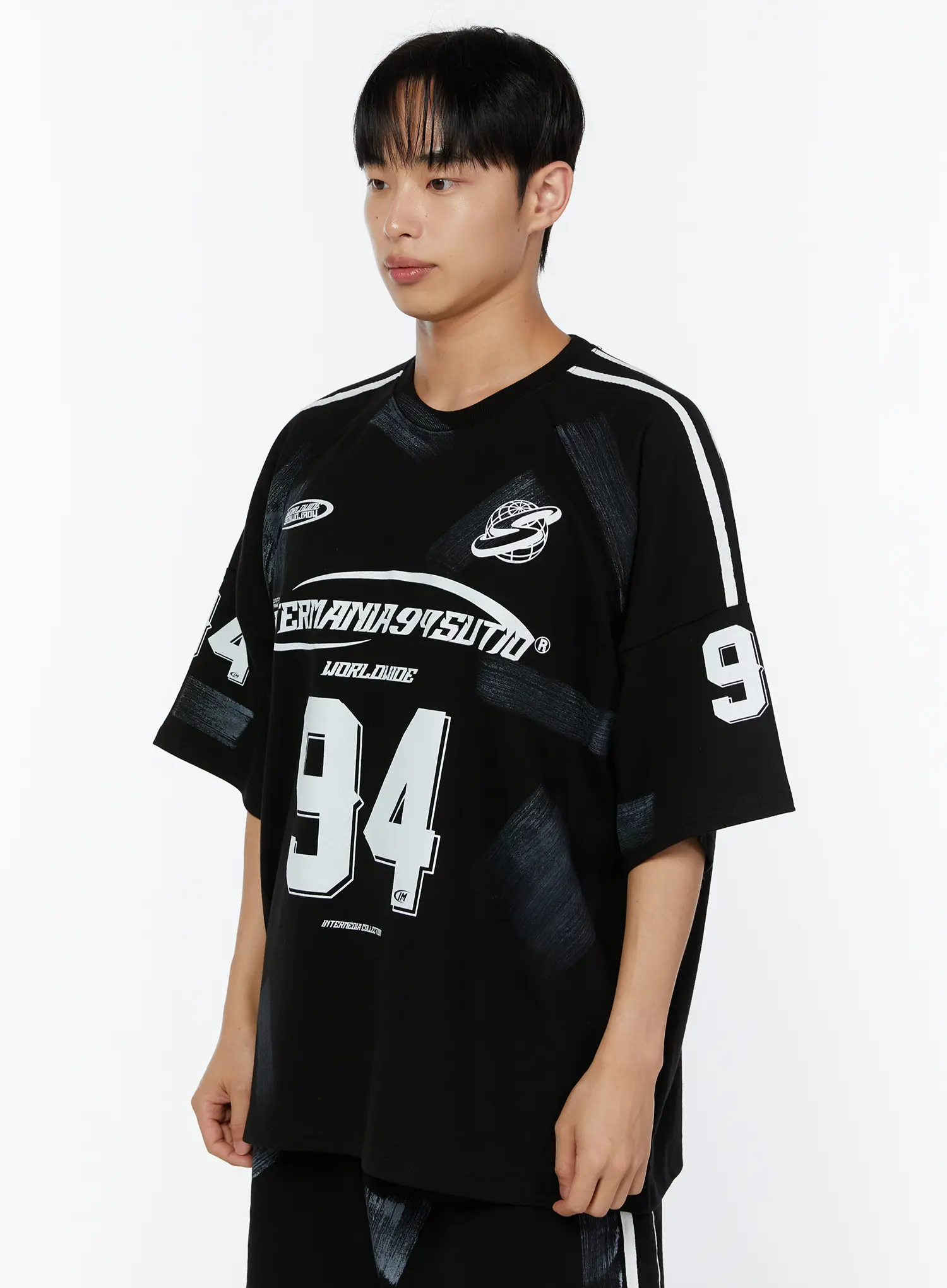 Men's Oversized Sports Graphic Shirt (Black) IU518 - Image 4