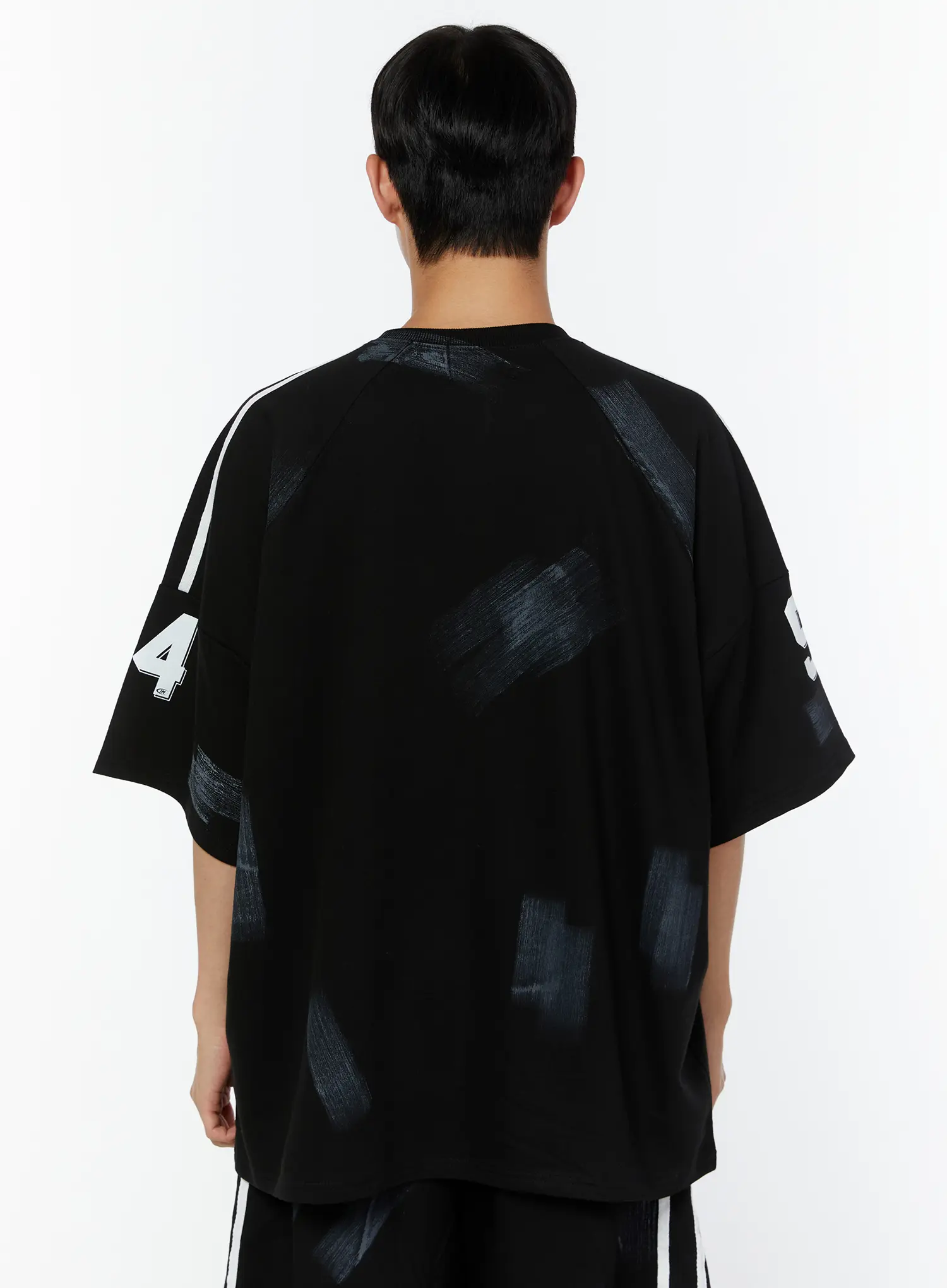 Men's Oversized Sports Graphic Shirt (Black) IU518 - Image 5