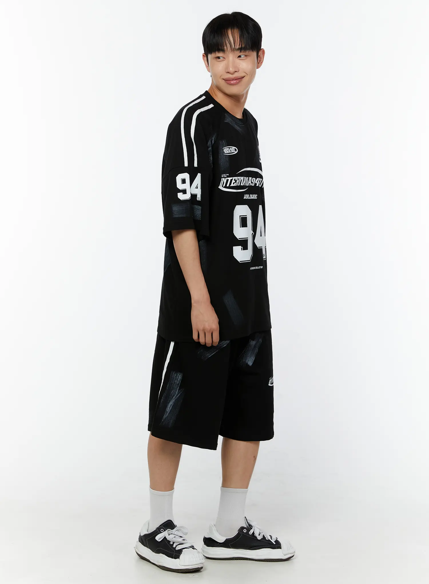 Men's Oversized Sports Graphic Shirt (Black) IU518 - Image 7