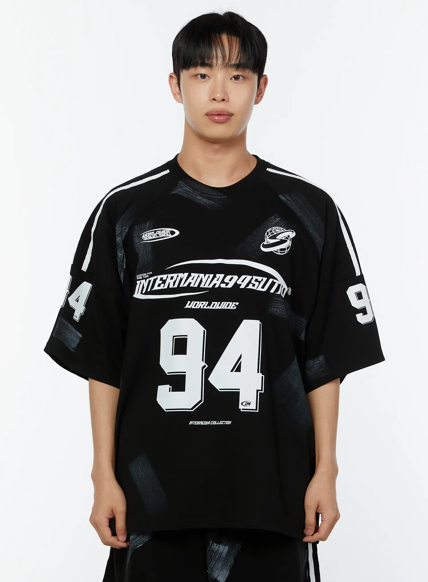 Men's Oversized Sports Graphic Shirt (Black) IU518 - Image 8