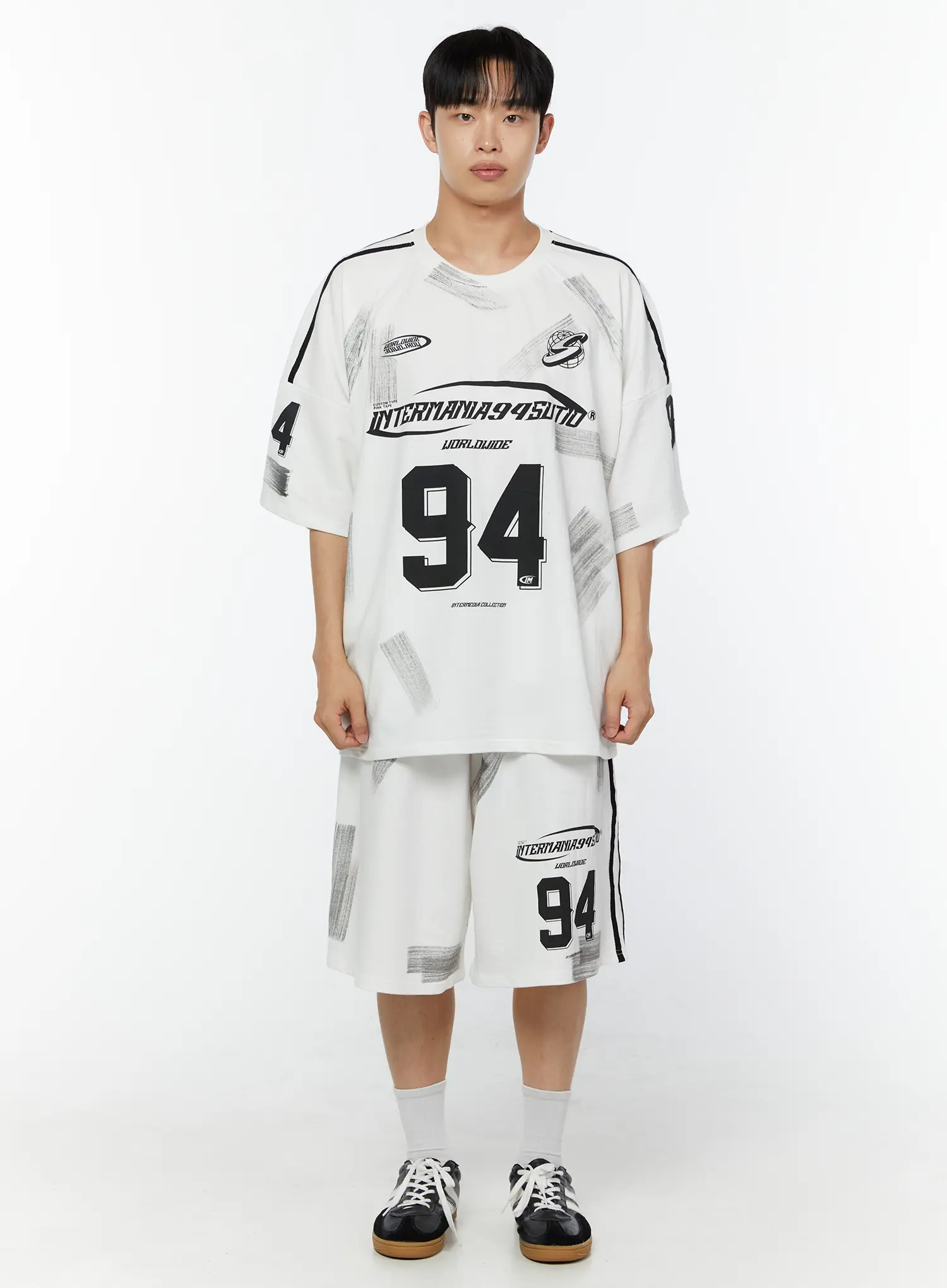 Men's Oversized Sports Graphic Shirt (White) IU518 - Image 3