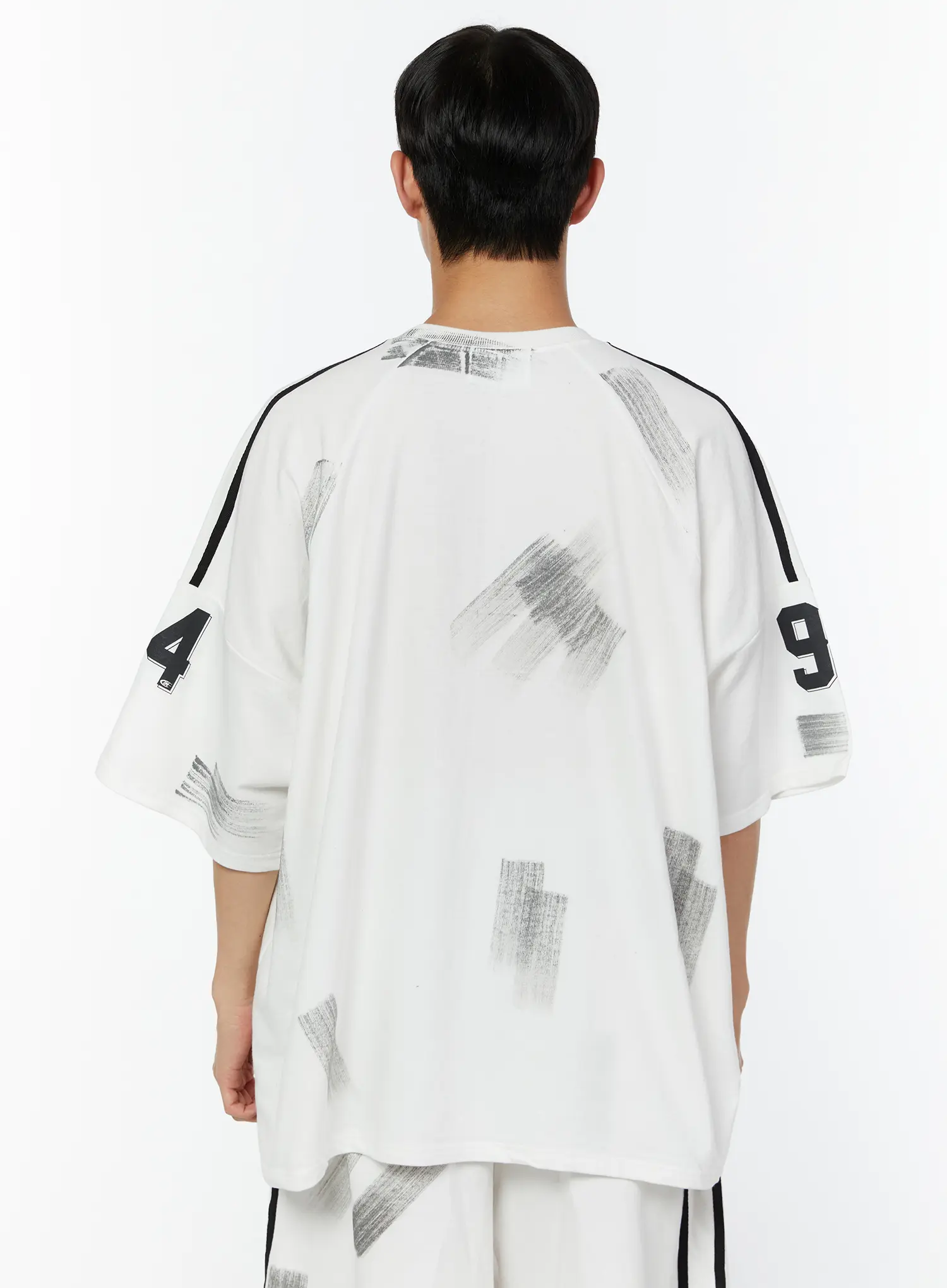 Men's Oversized Sports Graphic Shirt (White) IU518 - Image 5