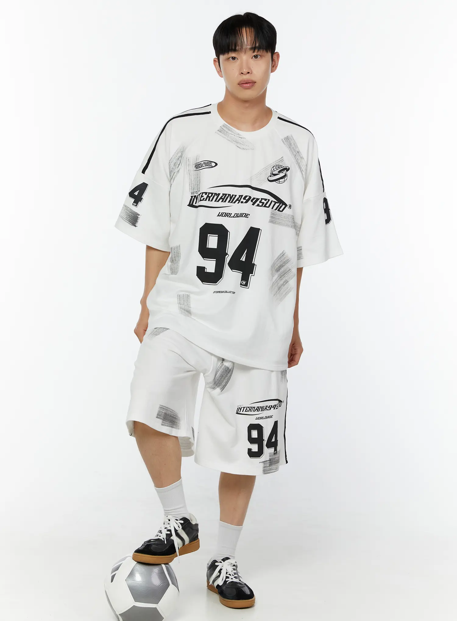 Men's Oversized Sports Graphic Shirt (White) IU518 - Image 7