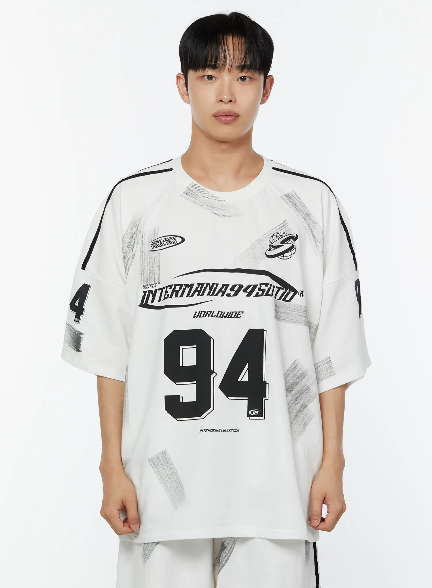 Men's Oversized Sports Graphic Shirt (White) IU518 - Image 9