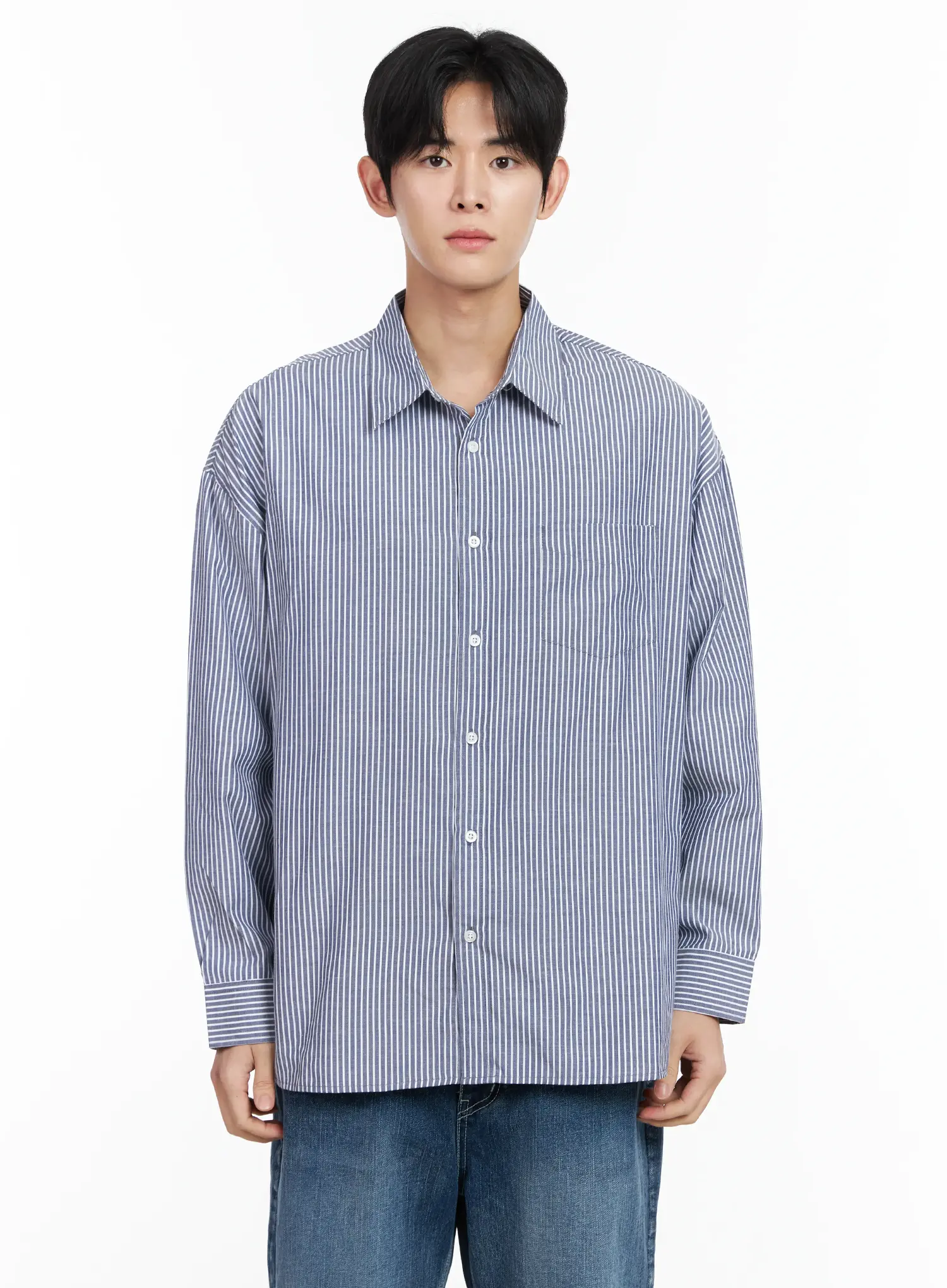 Men's Oversized Stripe Shirt IM523 - Image 12