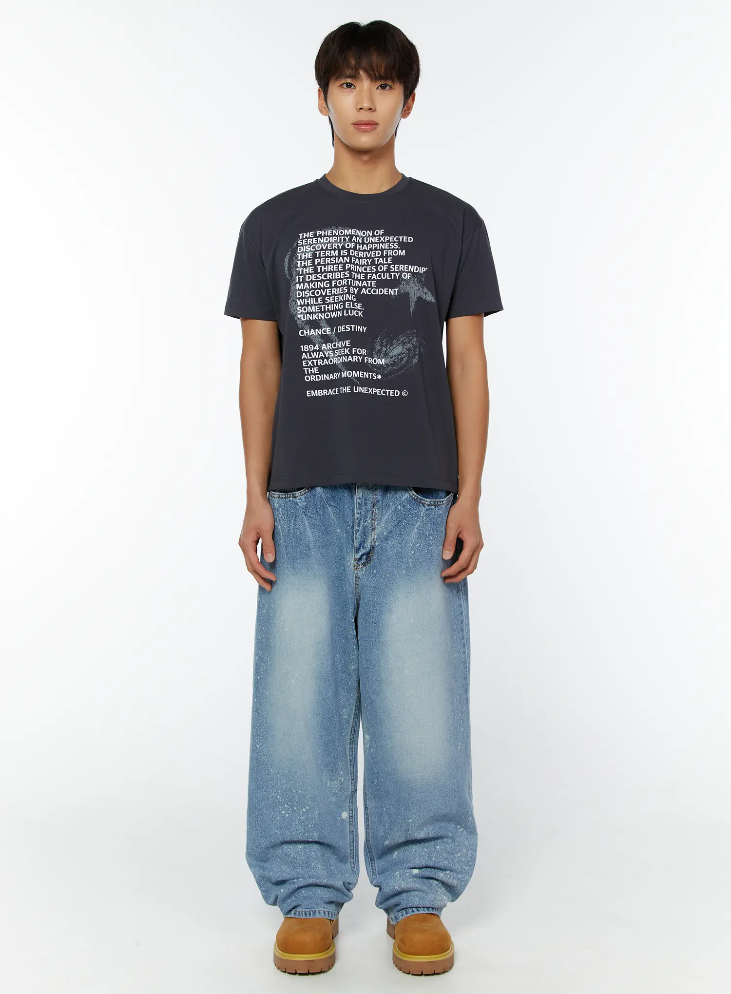 Men's Paint-Splattered Wide-Leg Jeans IY508 - Image 5
