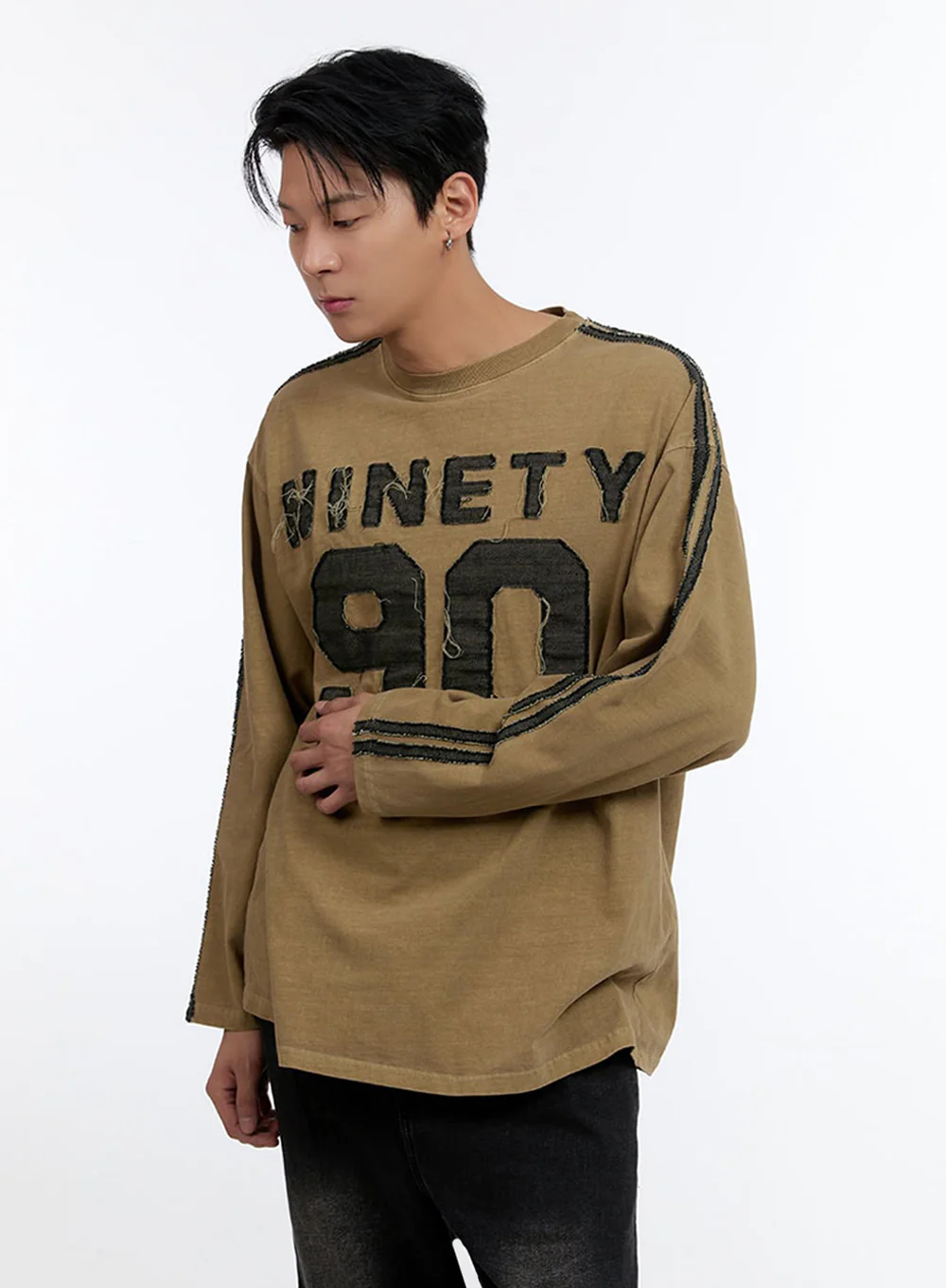 Men's Patchwork Round Neck Long Sleeve Shirt IO428 - Image 3