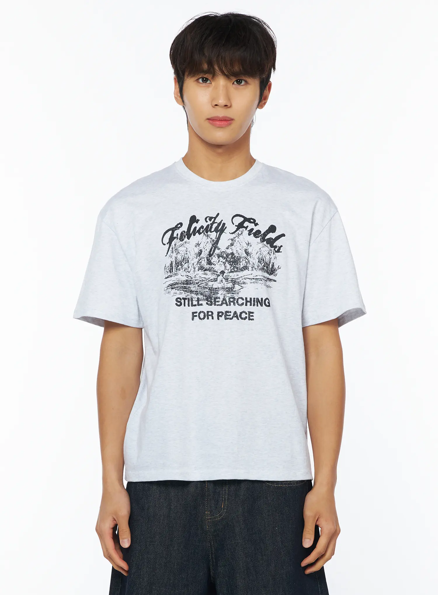 Men's Peaceful Field Graphic T-Shirt IY529 - Image 10