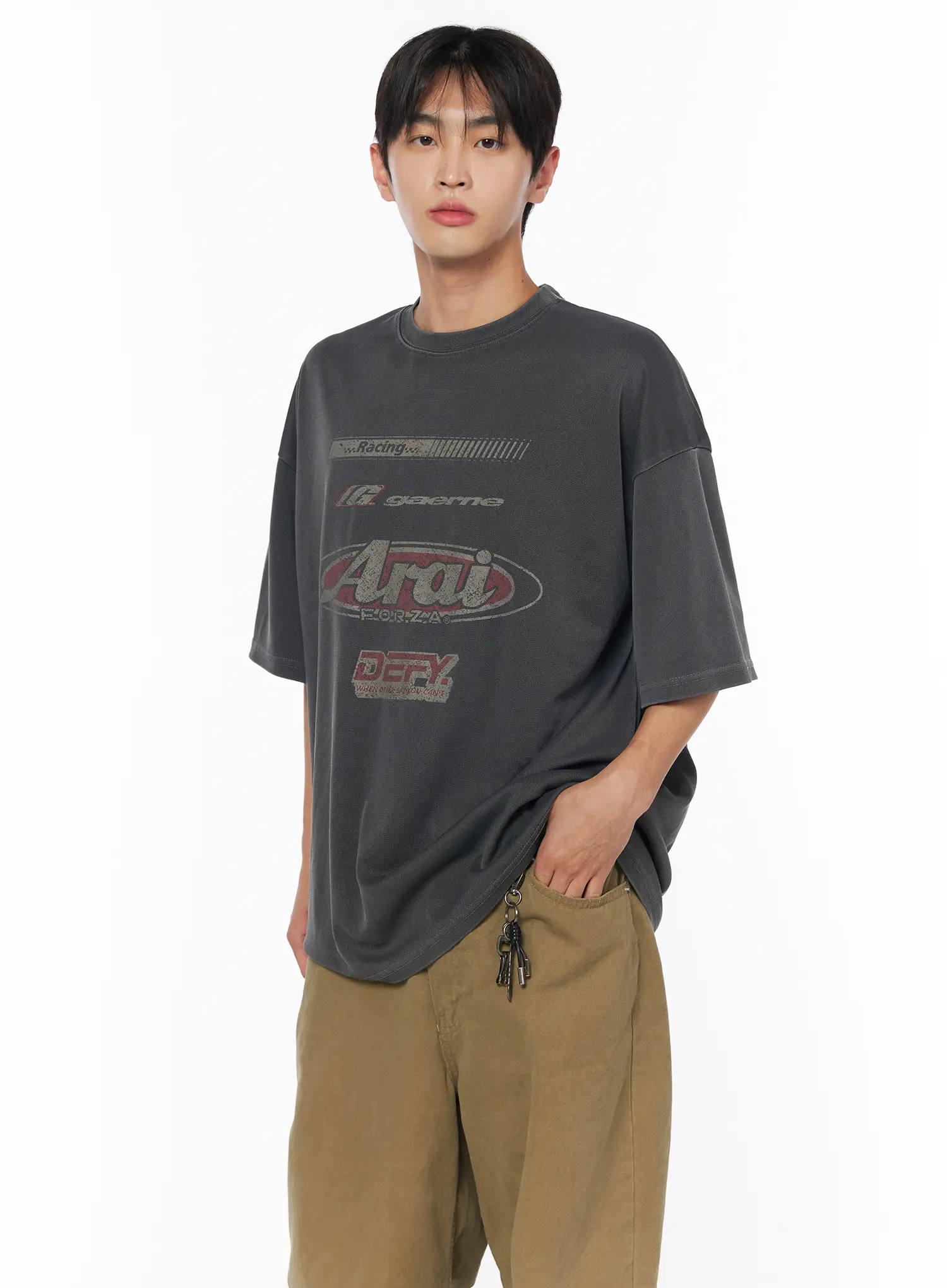 Men's Pigment Racing Graphic Tee (Dark Gray) IU510 - Image 2