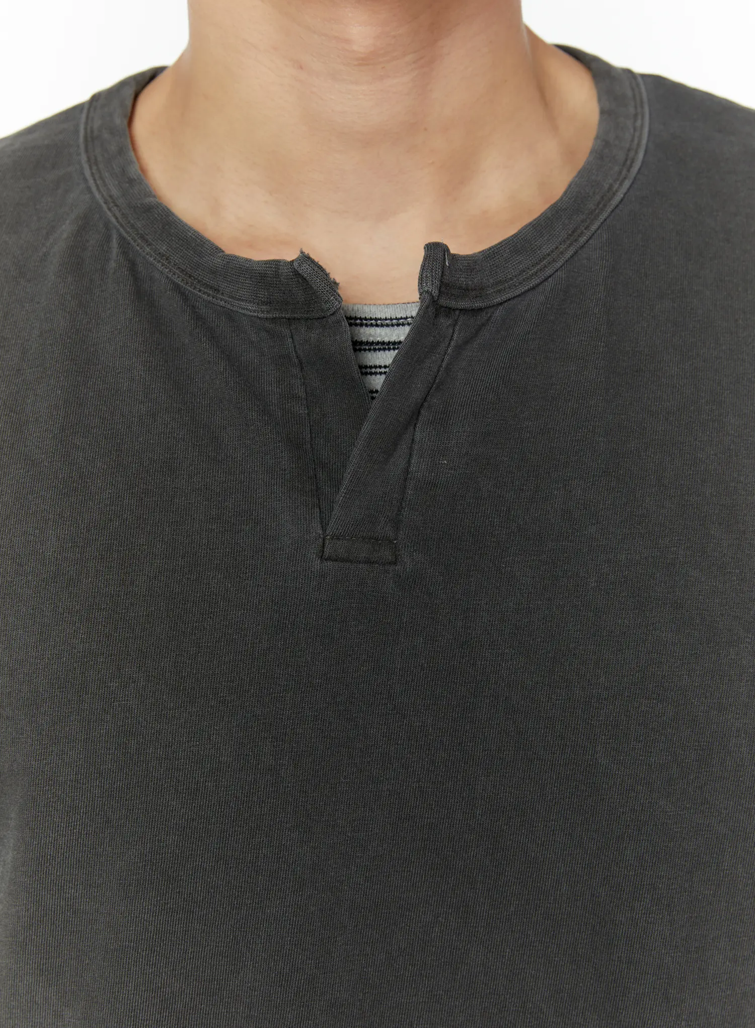 Men's Pigment Washed Henley Neck T-Shirt IU504 - Image 11