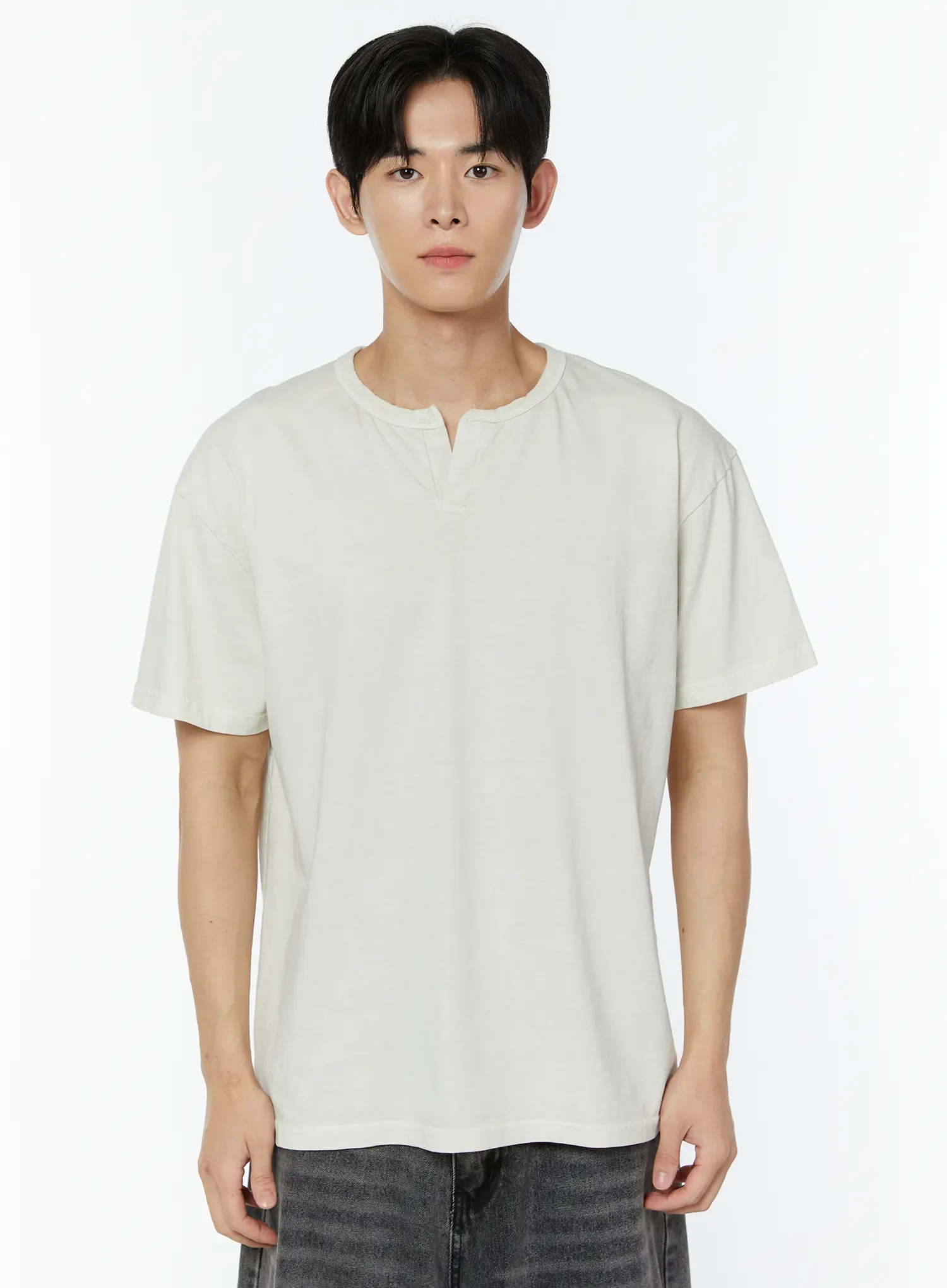 Men's Pigment Washed Henley Neck T-Shirt IU504 - Image 12