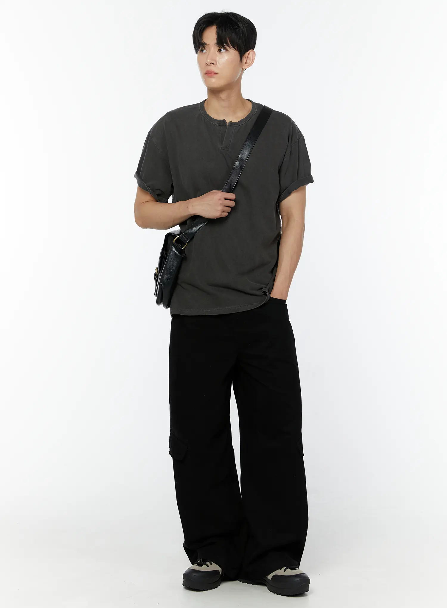 Men's Pigment Washed Henley Neck T-Shirt IU504 - Image 2