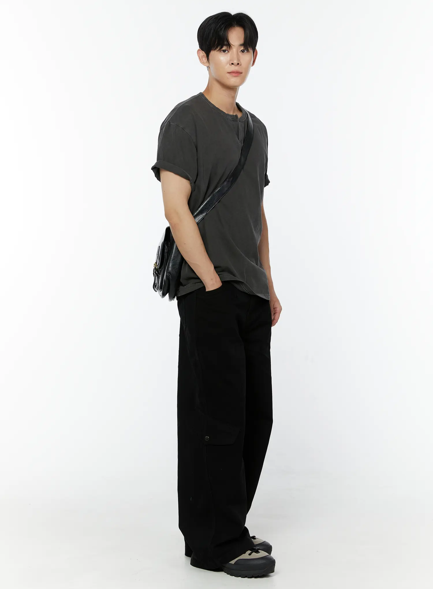 Men's Pigment Washed Henley Neck T-Shirt IU504 - Image 8