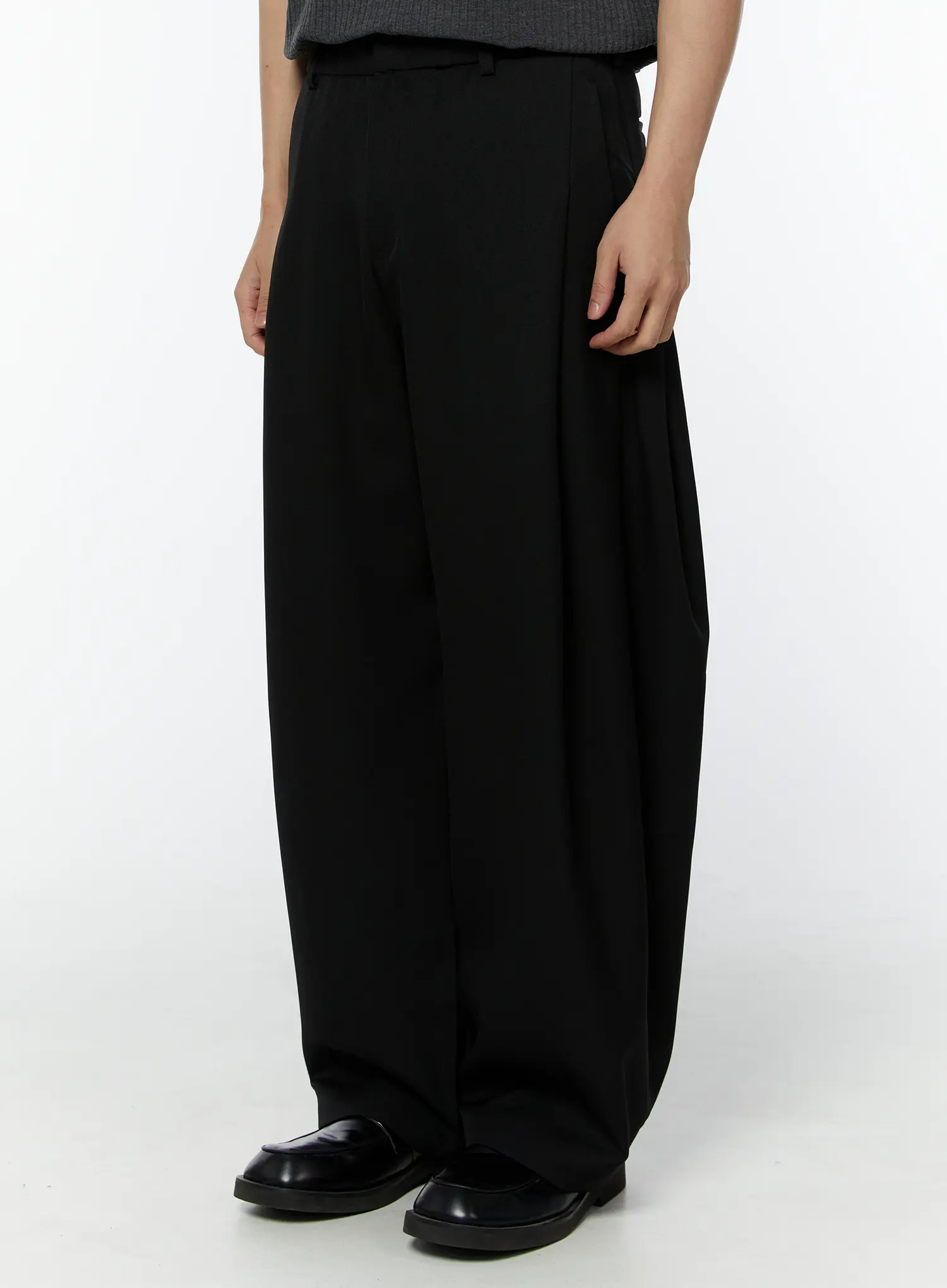 Men's Pintuck Wide Leg Trousers IU508 - Image 2