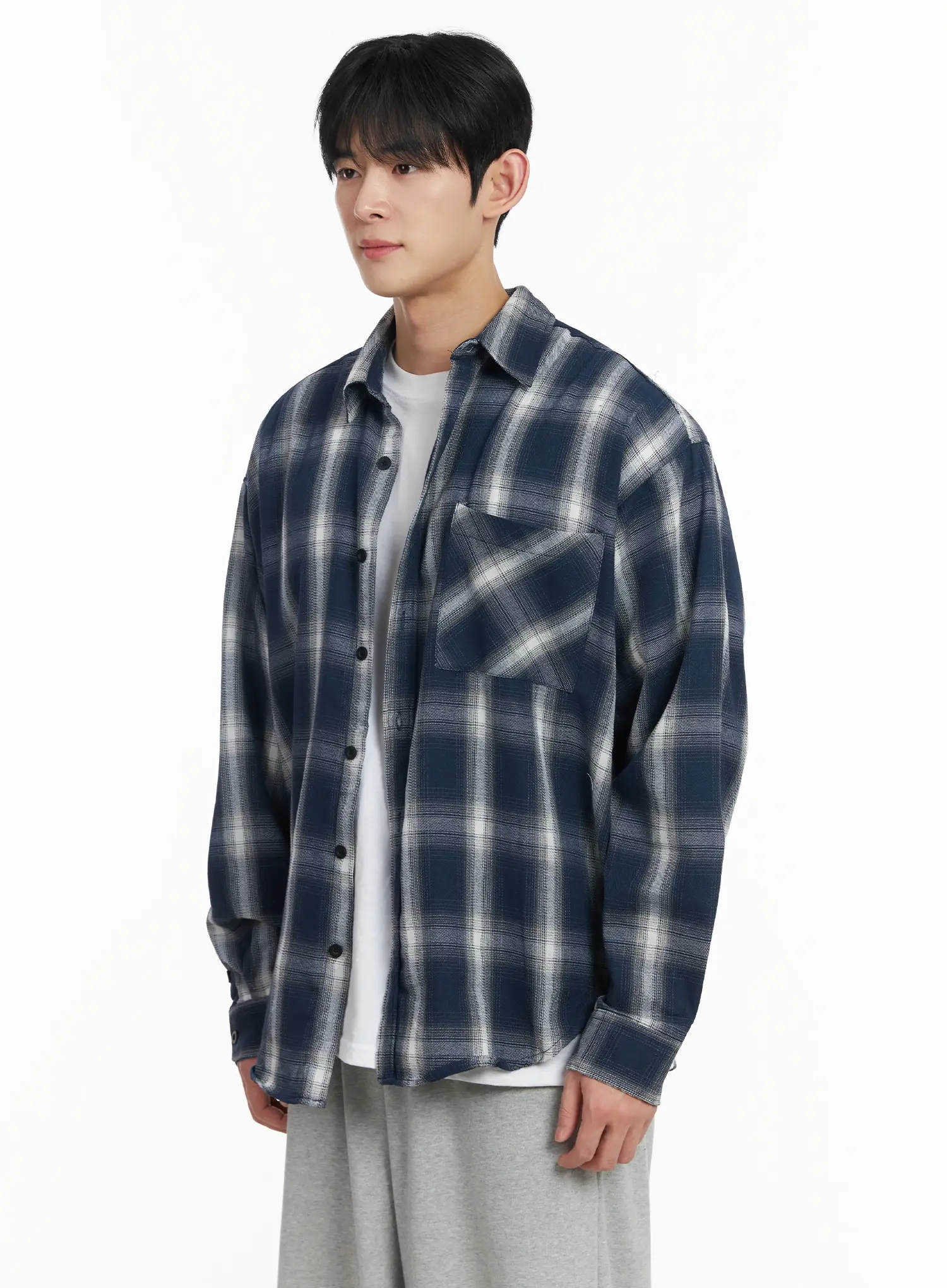 Men's Plaid Button-Up Shirt IF517 - Image 4