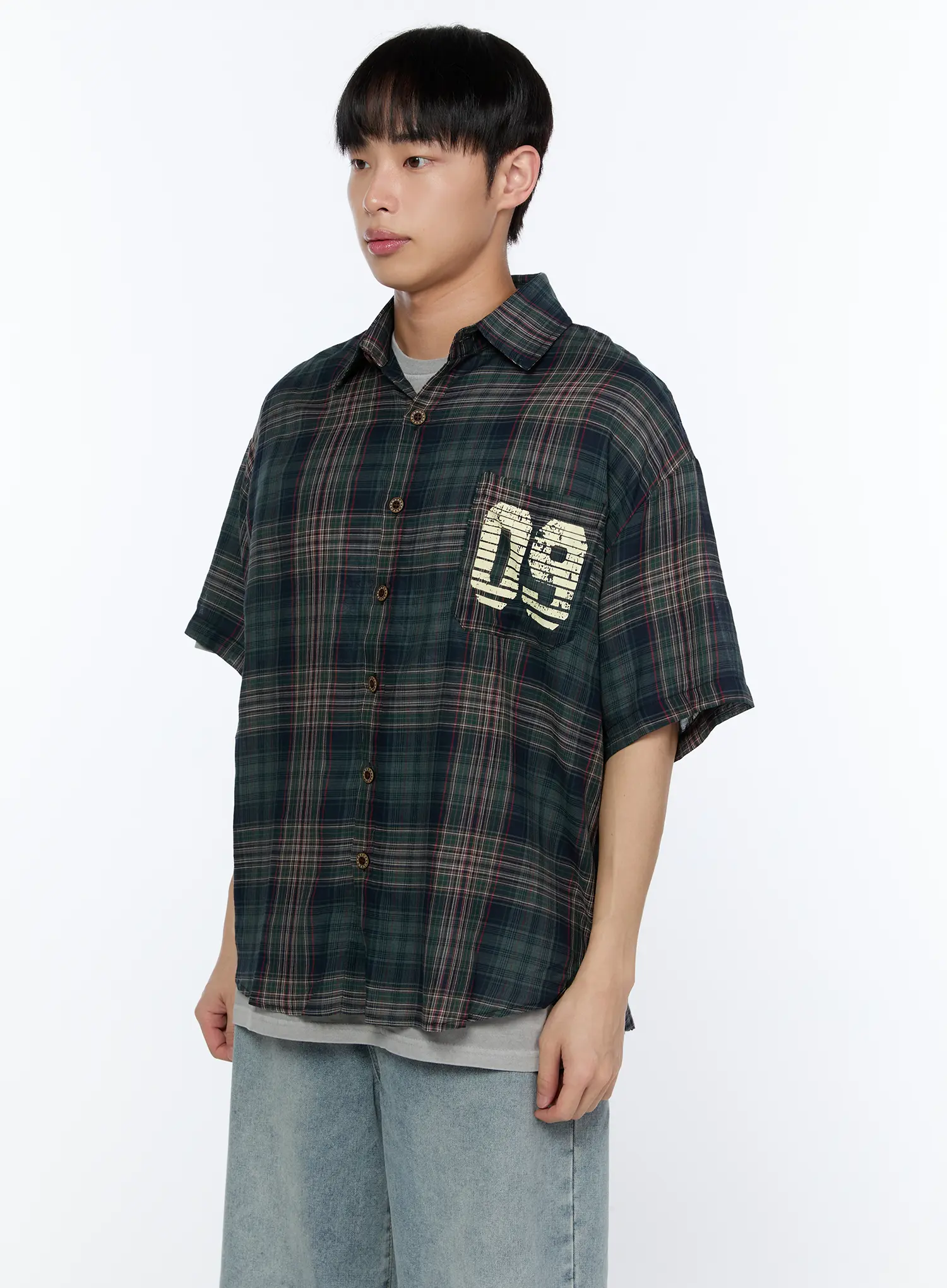 Men's Plaid Graphic Short Sleeve Shirt IA520 - Image 5