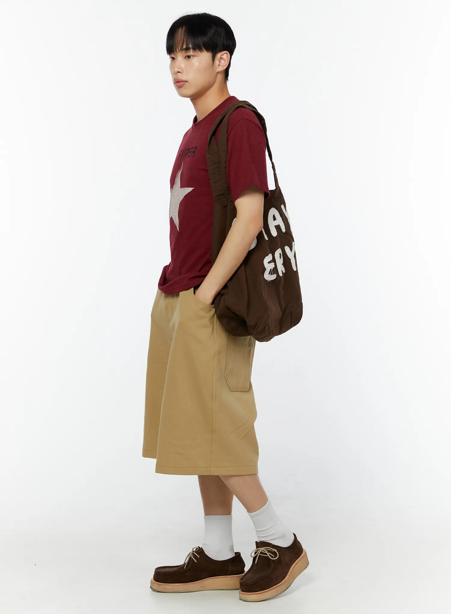 Men's Plaid Pocket Bermuda Shorts (Beige) IU518 - Image 12