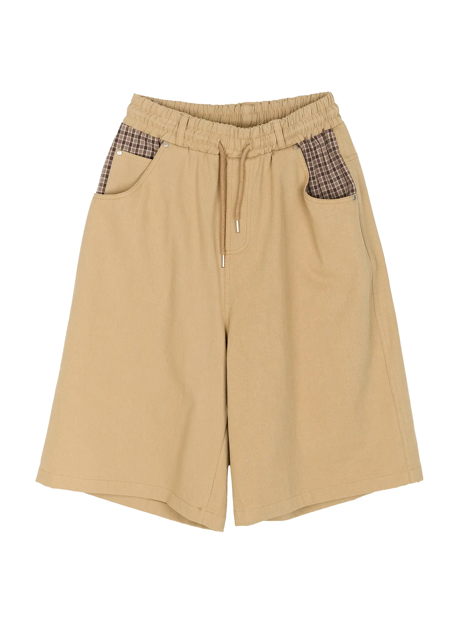 Men's Plaid Pocket Bermuda Shorts (Beige) IU518 - Image 13