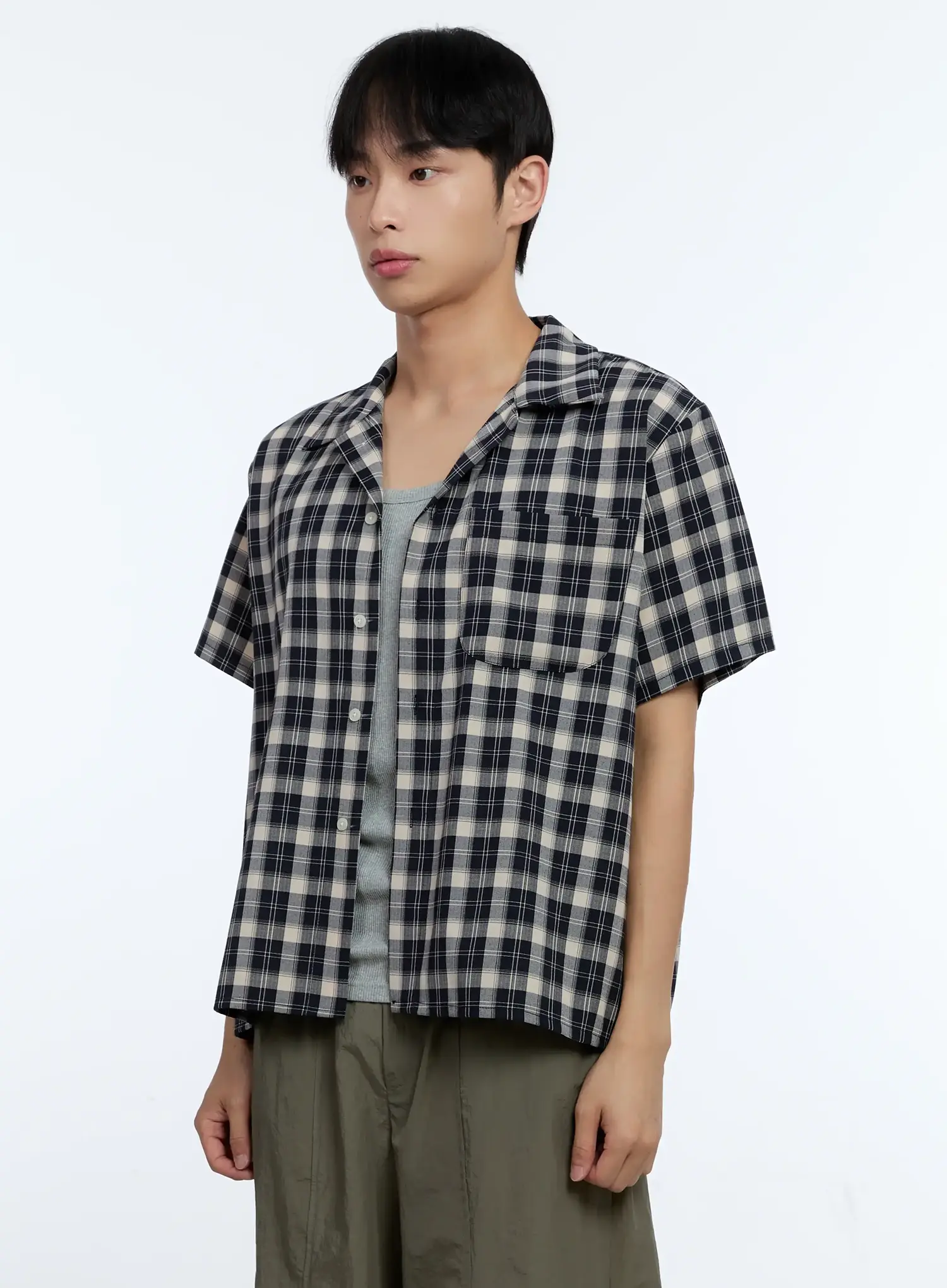 Men's Plaid Short Sleeve Shirt IG519 - Image 5