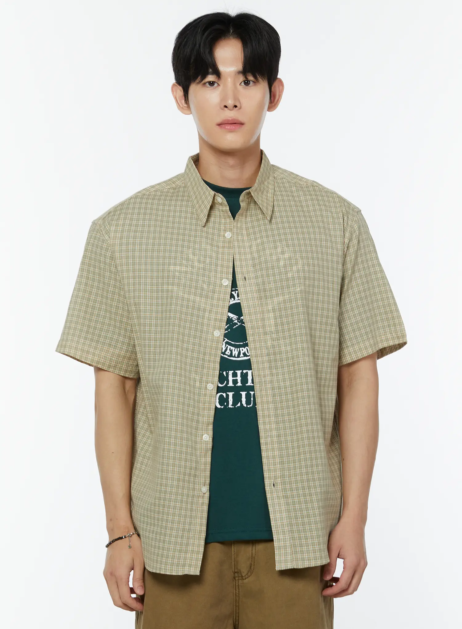 Men's Plaid Short Sleeve Shirt IU504 - Image 9