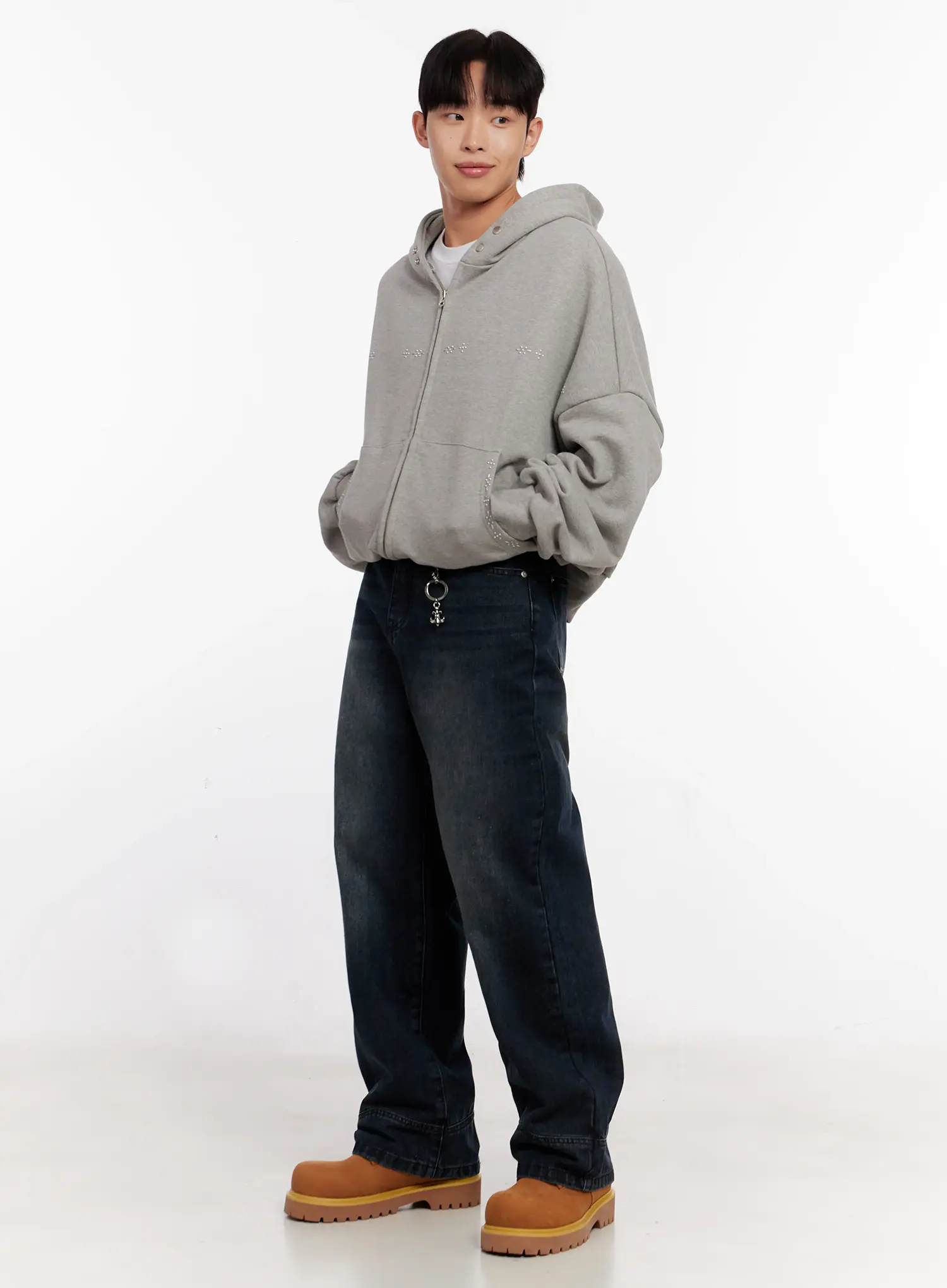 Men's Point Stud Zip-Up Hoodie IO528 - Image 10